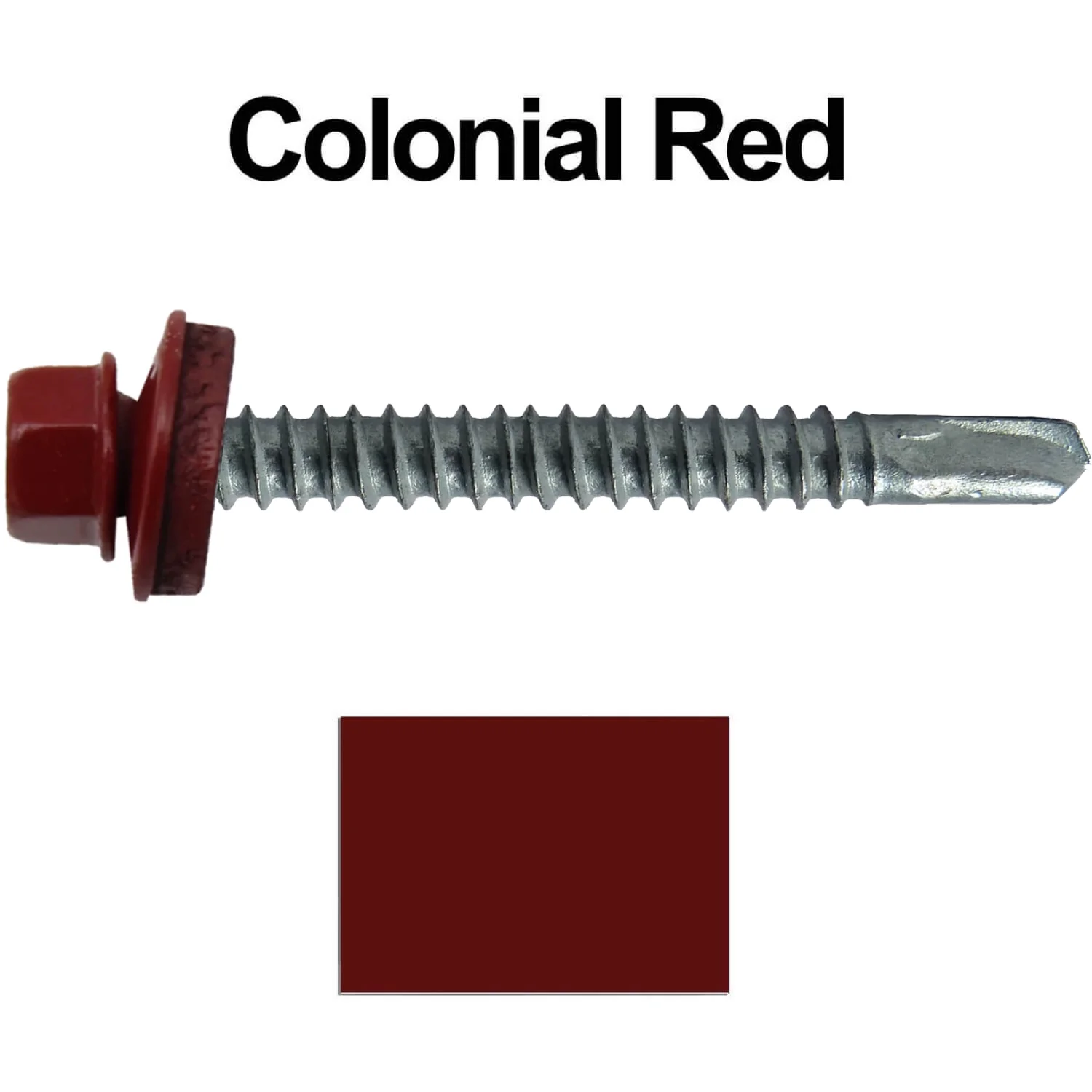 #12 x 2-1/2" Metal to Metal Type #3 Metal Roofing Screws - Hex Head Drill Point - 9/16" EPDM Washer. Colored head. - Image 66
