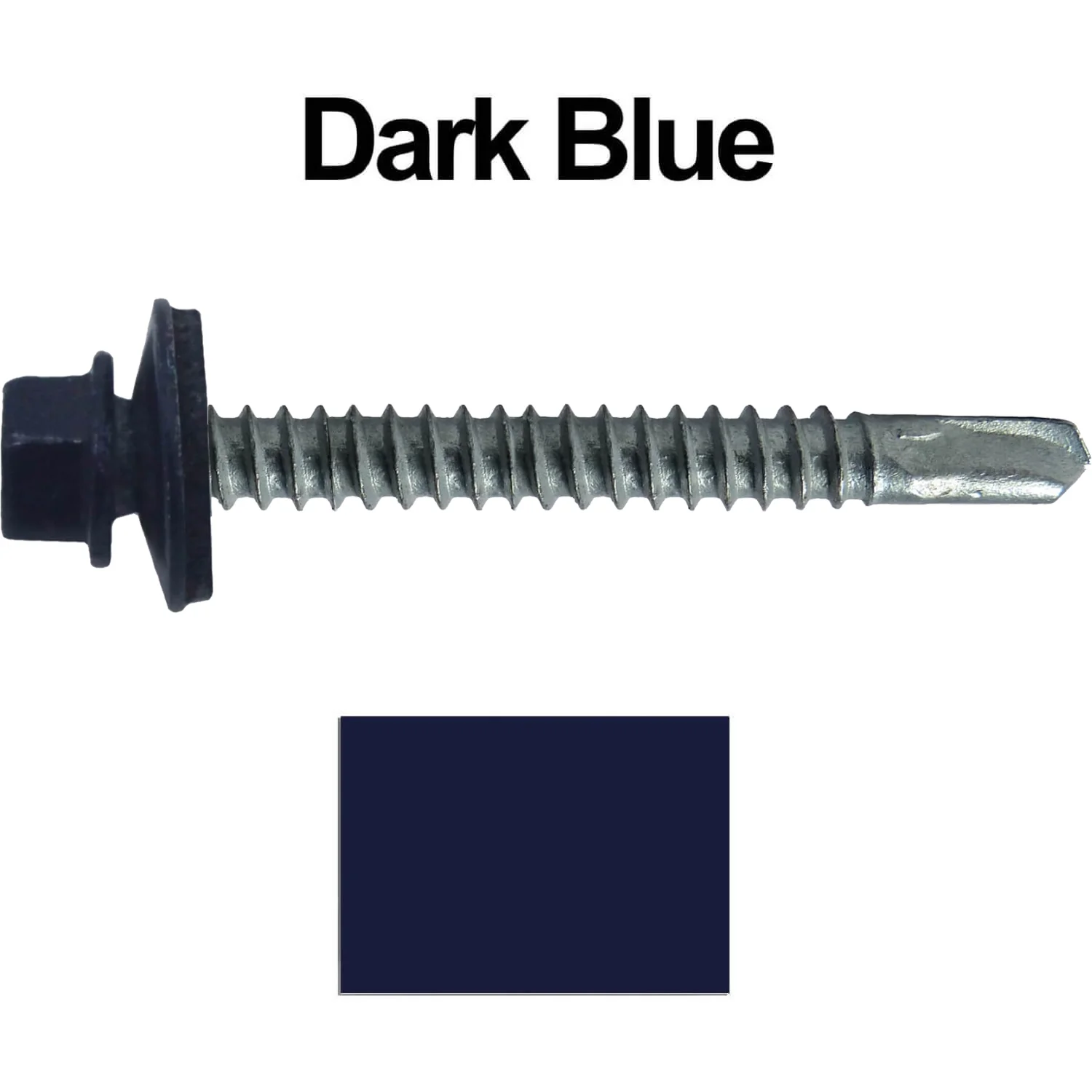 #12 x 2-1/2" Metal to Metal Type #3 Metal Roofing Screws - Hex Head Drill Point - 9/16" EPDM Washer. Colored head. - Image 72