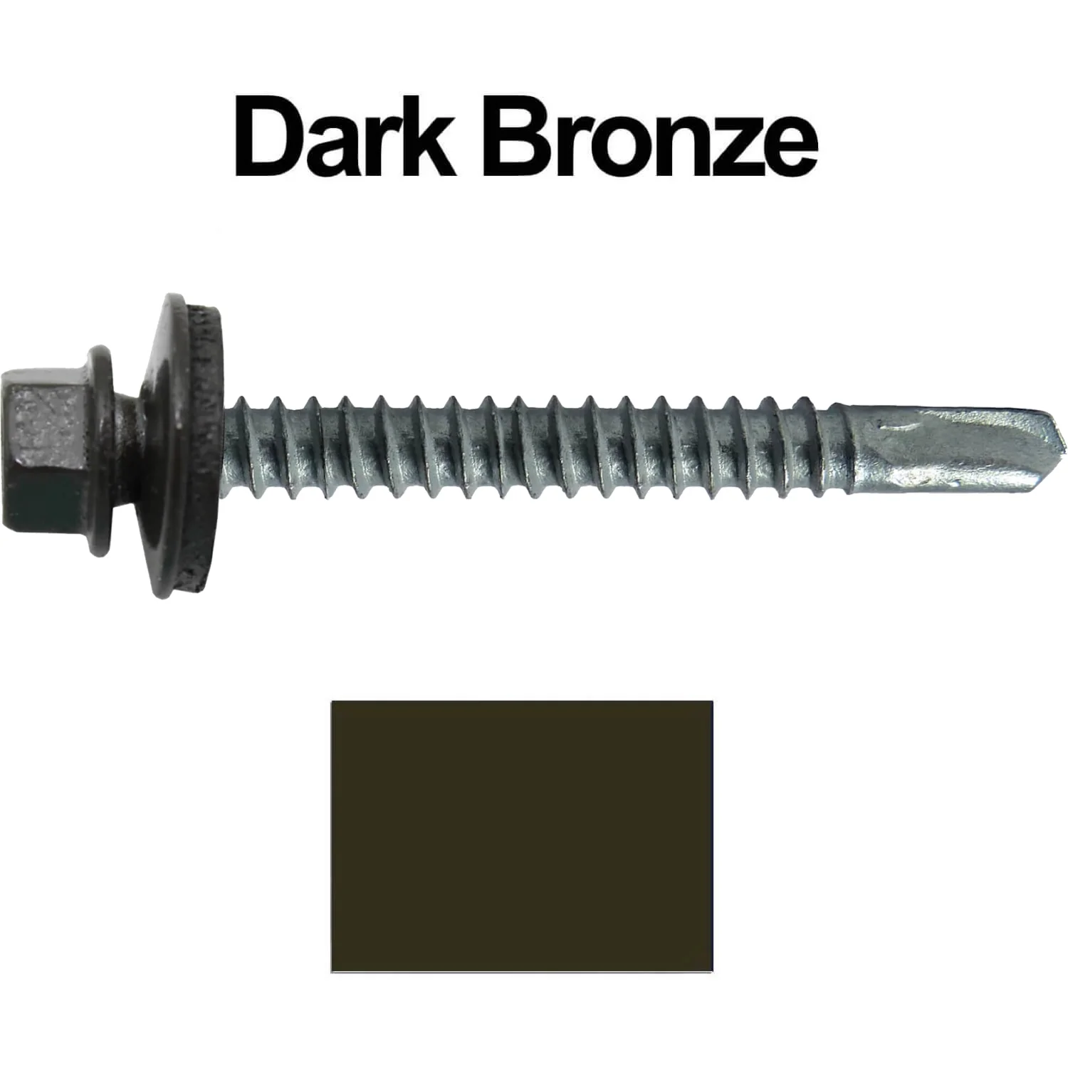 #12 x 2-1/2" Metal to Metal Type #3 Metal Roofing Screws - Hex Head Drill Point - 9/16" EPDM Washer. Colored head. - Image 74