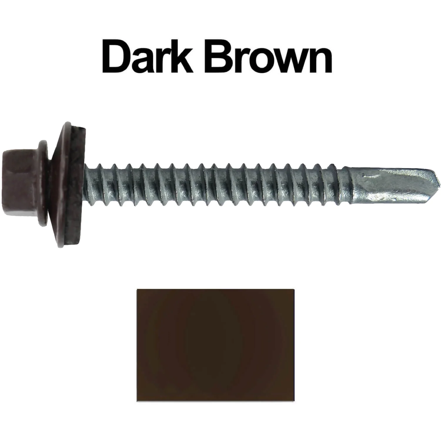 #12 x 2-1/2" Metal to Metal Type #3 Metal Roofing Screws - Hex Head Drill Point - 9/16" EPDM Washer. Colored head. - Image 76