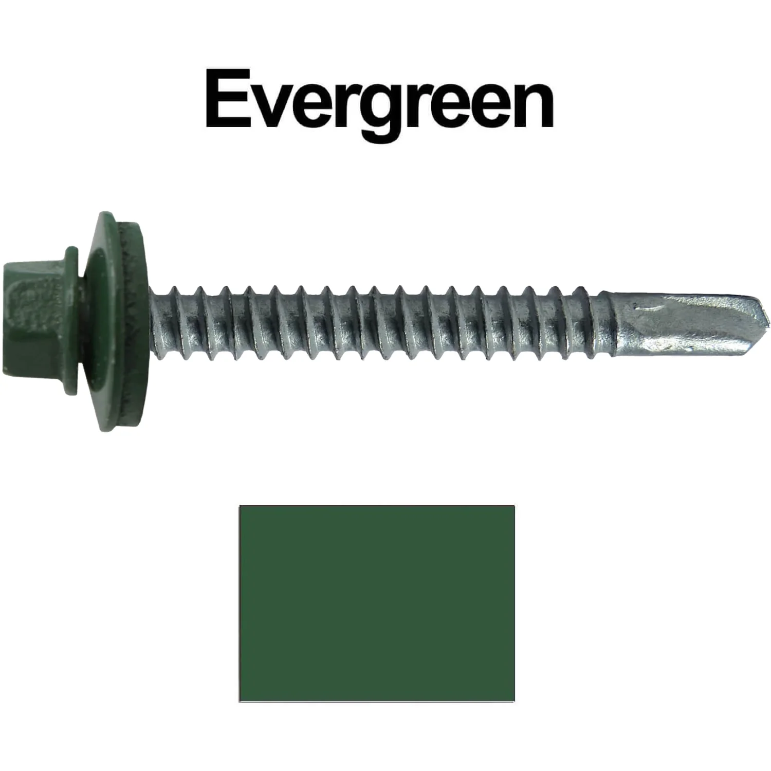 #12 x 2-1/2" Metal to Metal Type #3 Metal Roofing Screws - Hex Head Drill Point - 9/16" EPDM Washer. Colored head. - Image 80