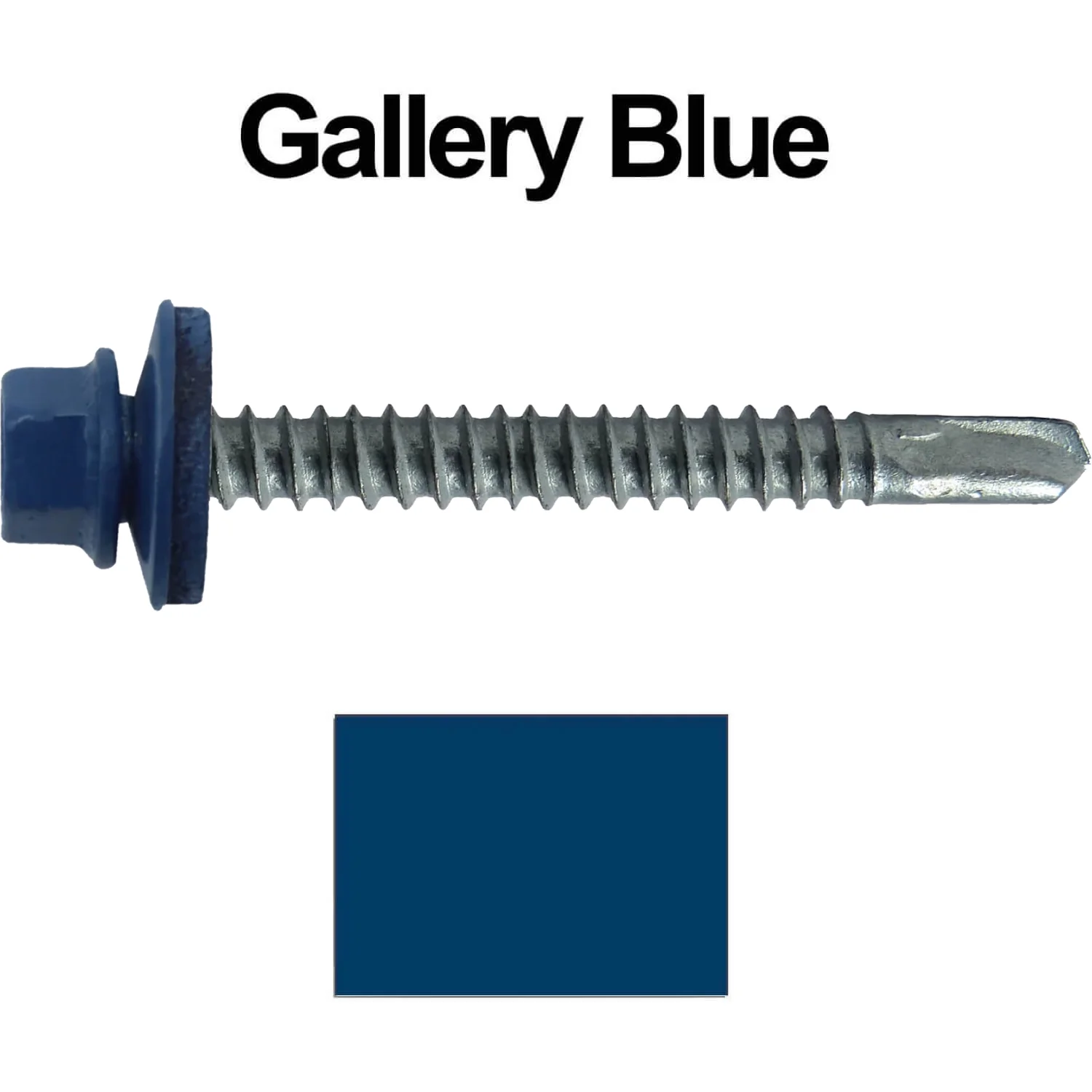 #12 x 2-1/2" Metal to Metal Type #3 Metal Roofing Screws - Hex Head Drill Point - 9/16" EPDM Washer. Colored head. - Image 84