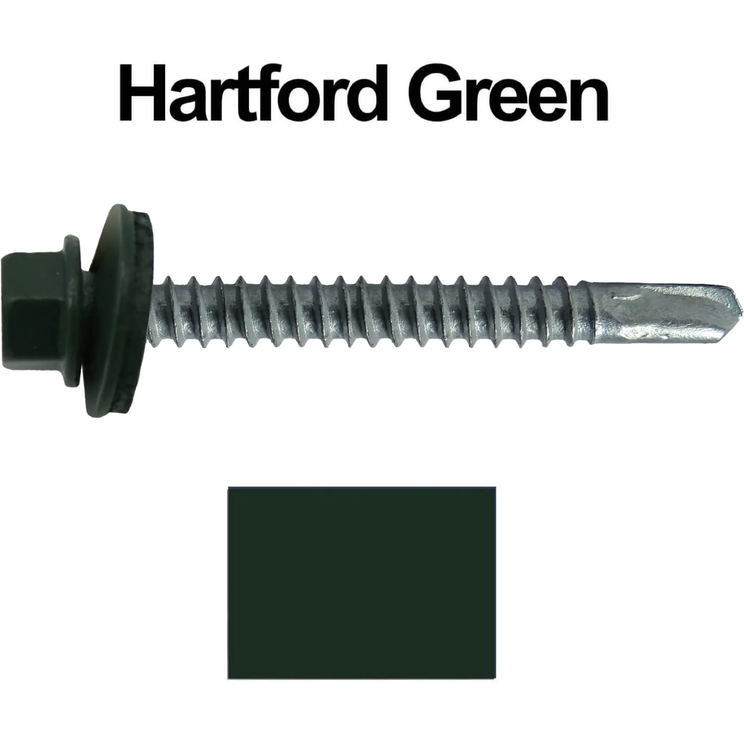 #12 x 2-1/2" Metal to Metal Type #3 Metal Roofing Screws - Hex Head Drill Point - 9/16" EPDM Washer. Colored head. - Image 87