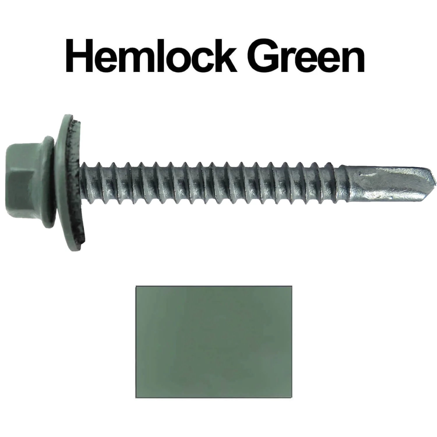 #12 x 2-1/2" Metal to Metal Type #3 Metal Roofing Screws - Hex Head Drill Point - 9/16" EPDM Washer. Colored head. - Image 88