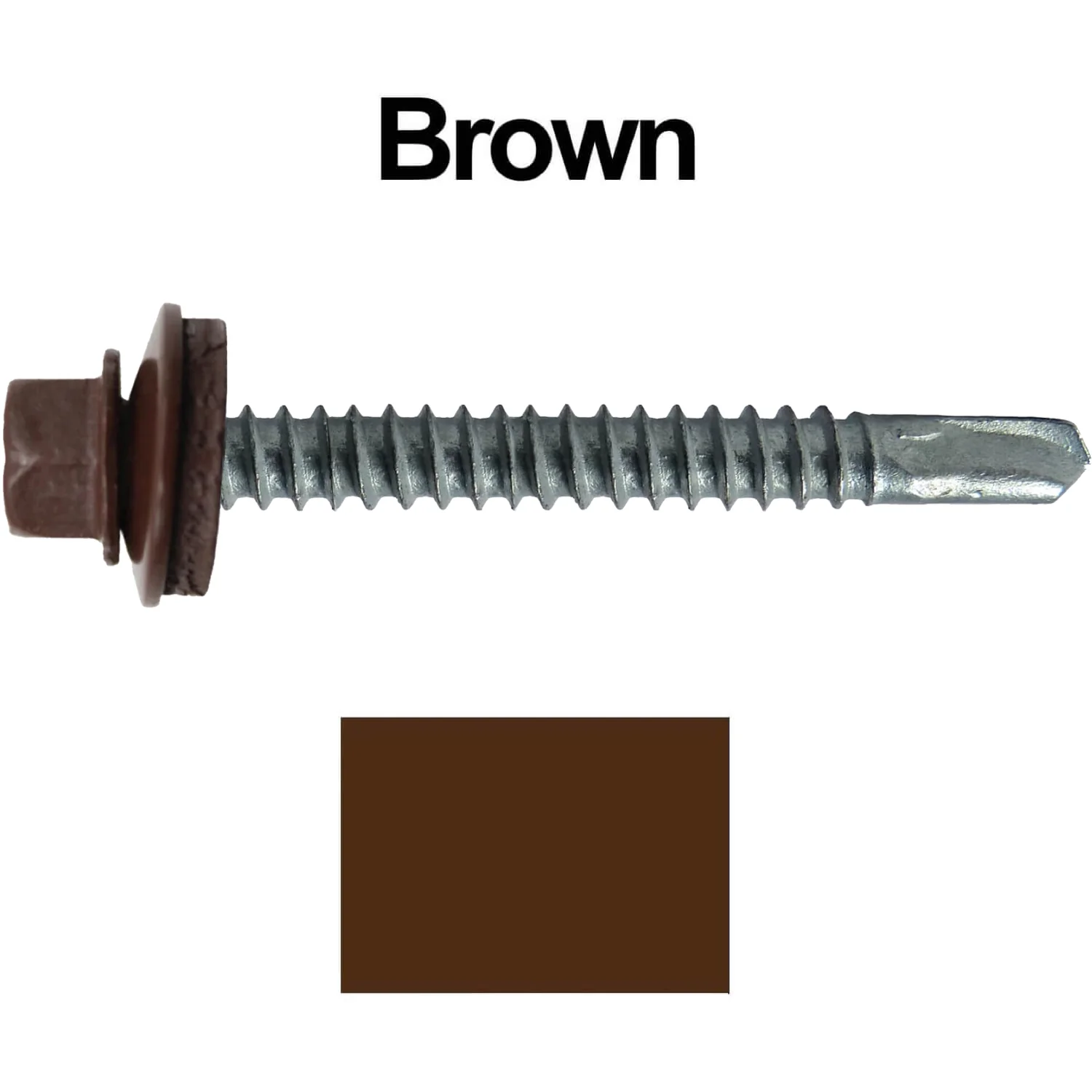 #12 x 2-1/2" Metal to Metal Type #3 Metal Roofing Screws - Hex Head Drill Point - 9/16" EPDM Washer. Colored head. - Image 9