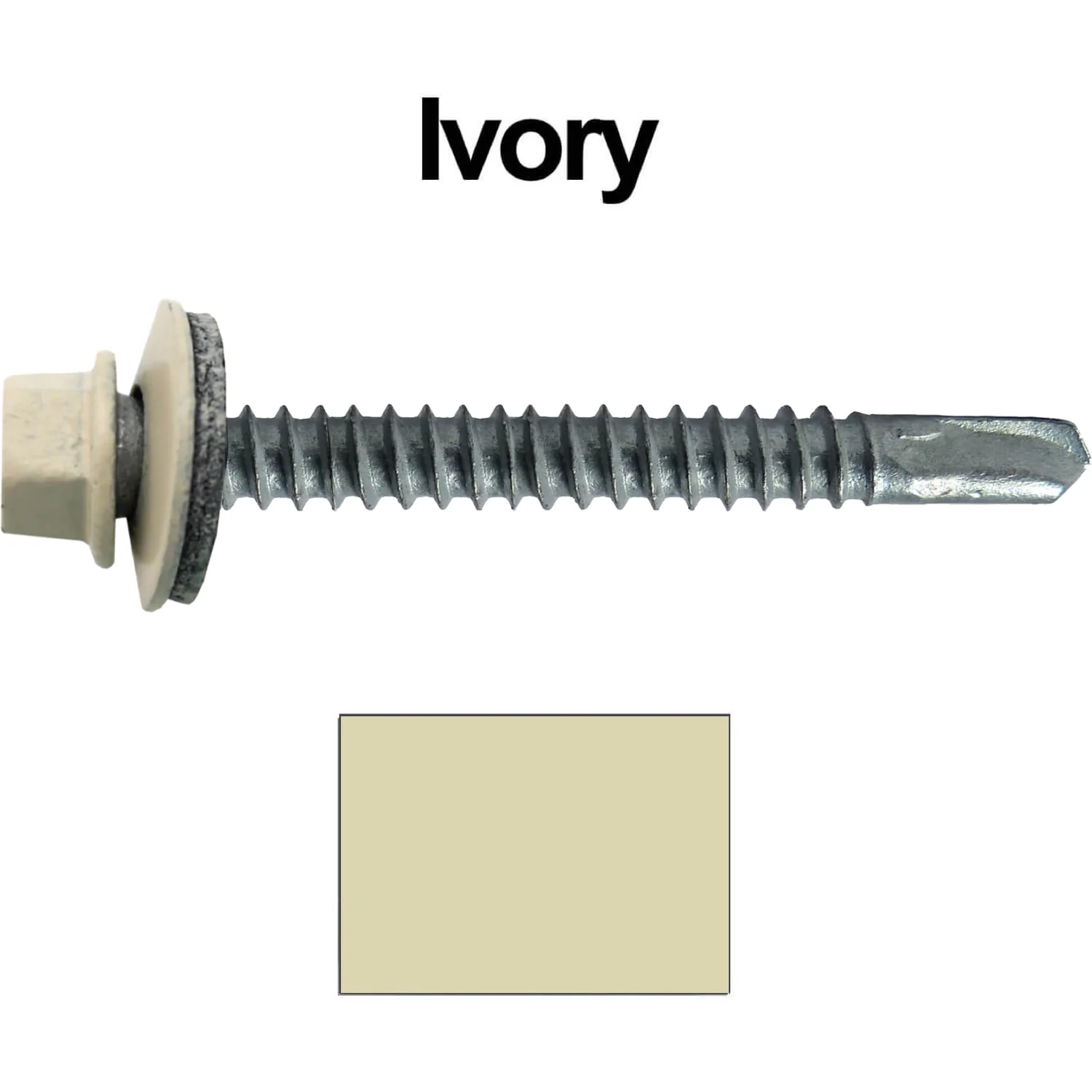 #12 x 2-1/2" Metal to Metal Type #3 Metal Roofing Screws - Hex Head Drill Point - 9/16" EPDM Washer. Colored head. - Image 93
