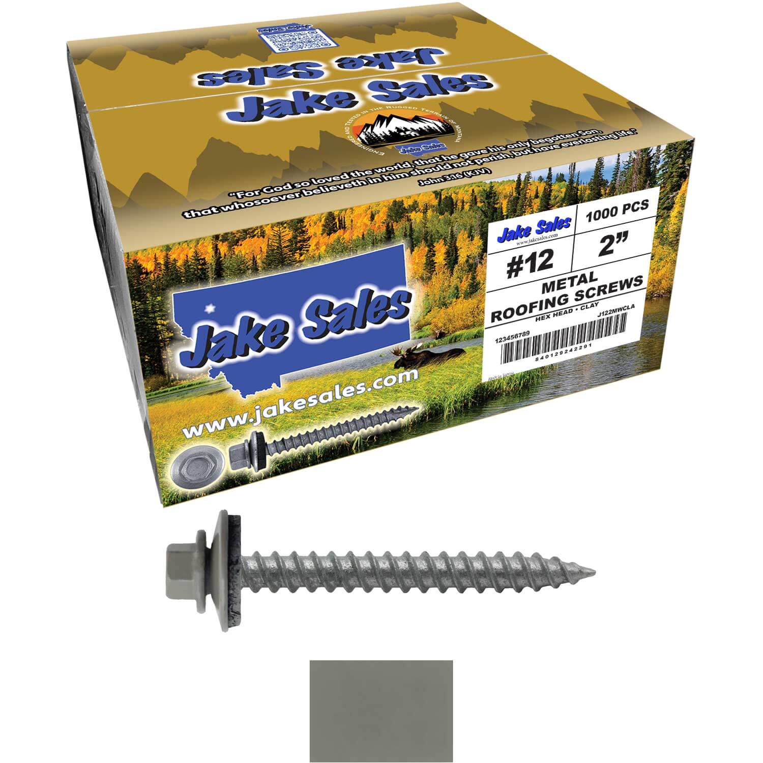 #12 x 2" RE-GRIP METAL ROOFING SCREWS - Hex Washer Head - Self starting/self tapping - EPDM washer. Colored head. - Image 104