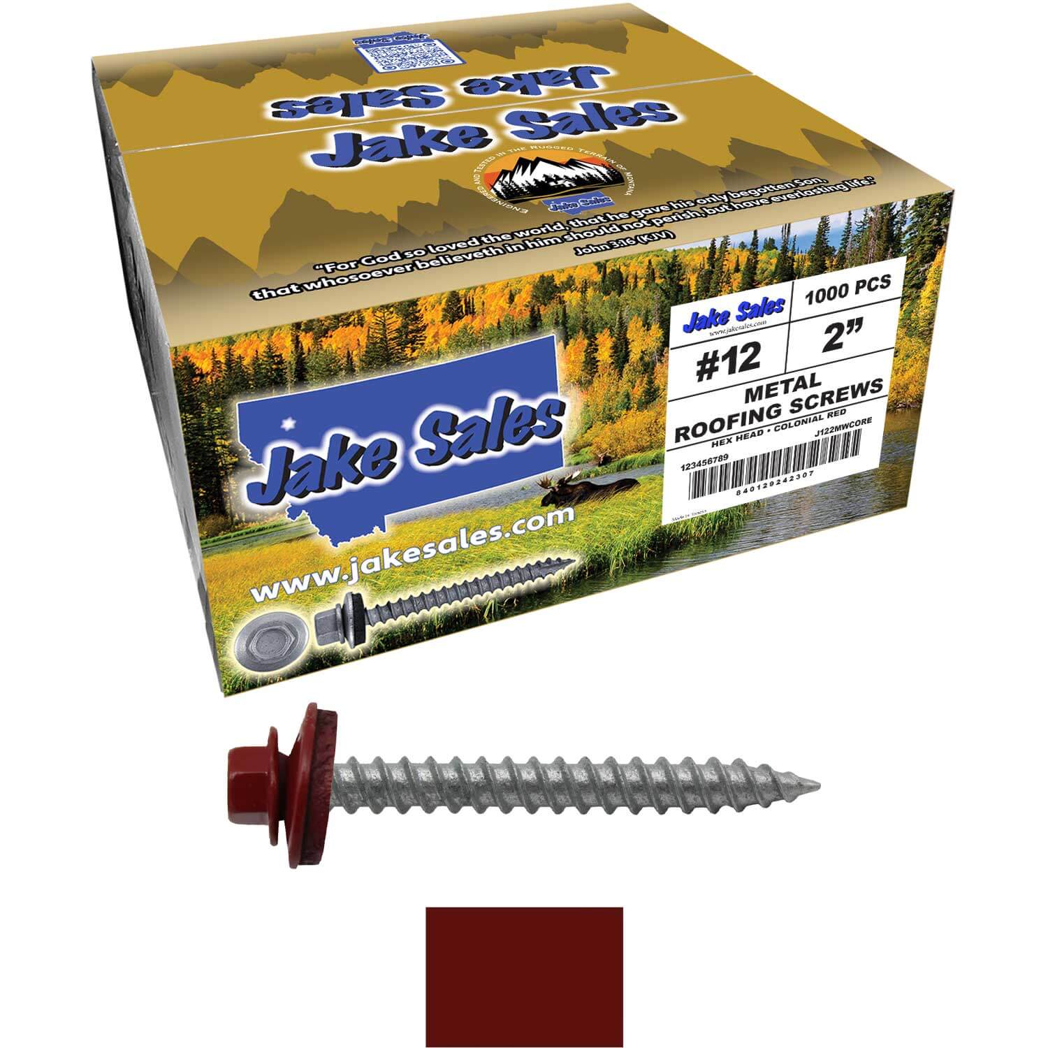 #12 x 2" RE-GRIP METAL ROOFING SCREWS - Hex Washer Head - Self starting/self tapping - EPDM washer. Colored head. - Image 107