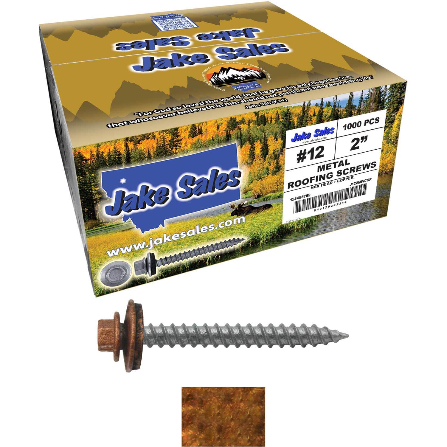 #12 x 2" RE-GRIP METAL ROOFING SCREWS - Hex Washer Head - Self starting/self tapping - EPDM washer. Colored head. - Image 108