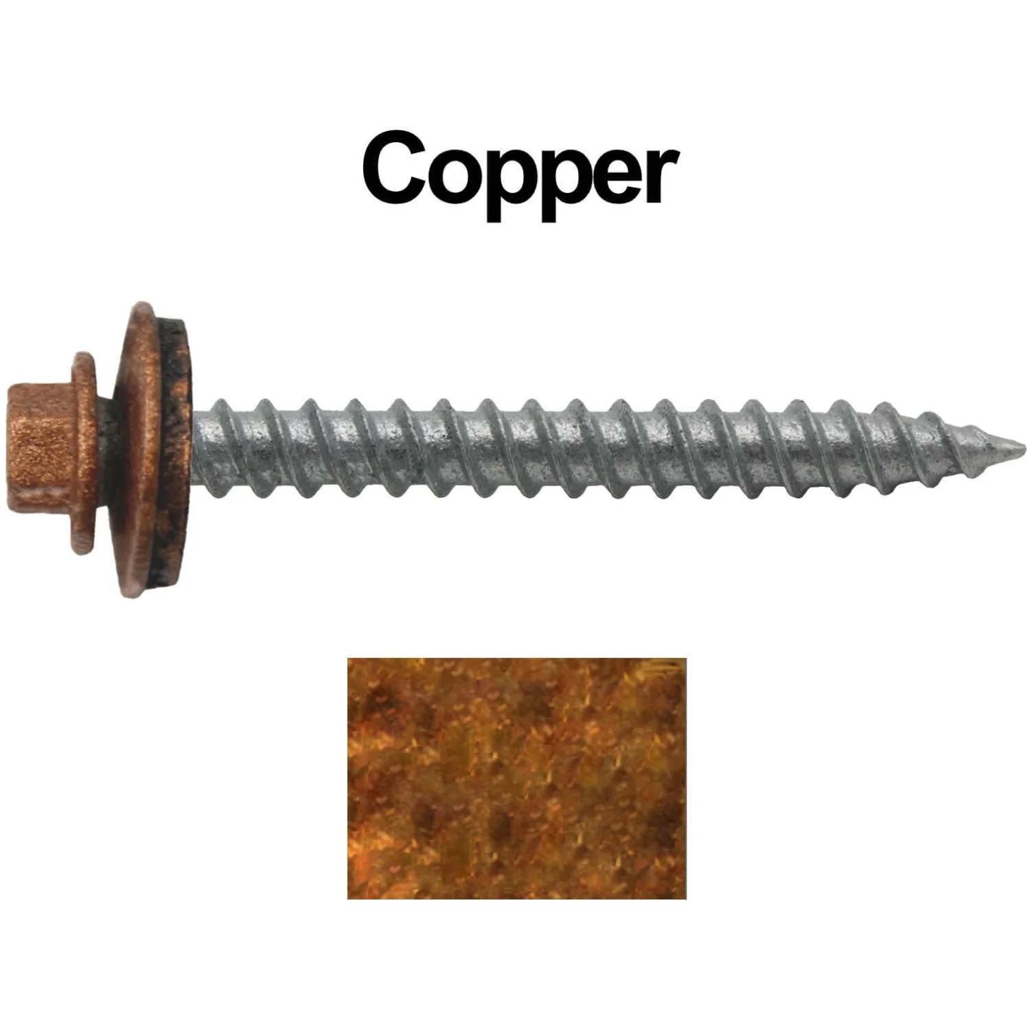 #12 x 2" RE-GRIP METAL ROOFING SCREWS - Hex Washer Head - Self starting/self tapping - EPDM washer. Colored head. - Image 109