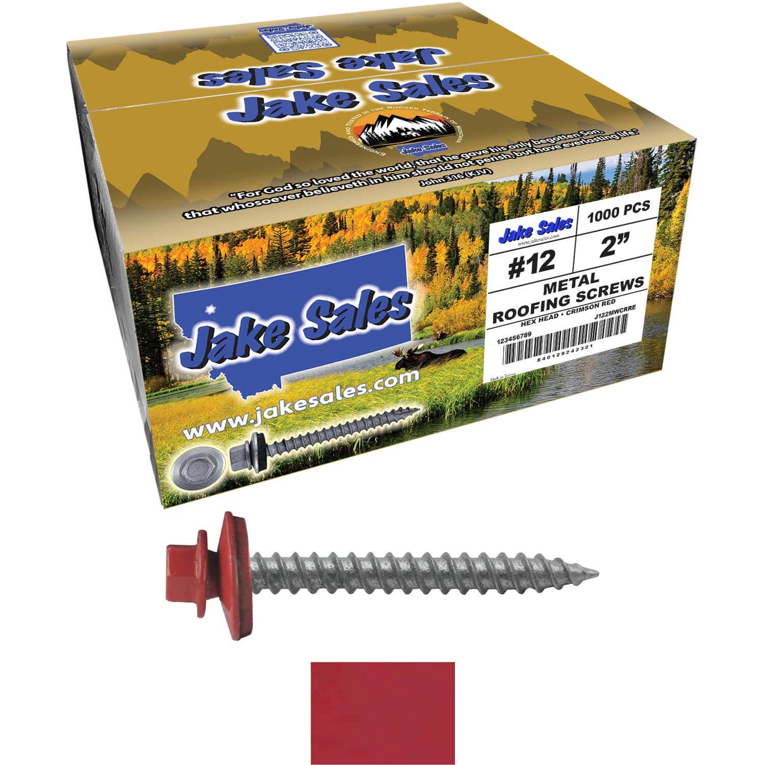 #12 x 2" RE-GRIP METAL ROOFING SCREWS - Hex Washer Head - Self starting/self tapping - EPDM washer. Colored head. - Image 110