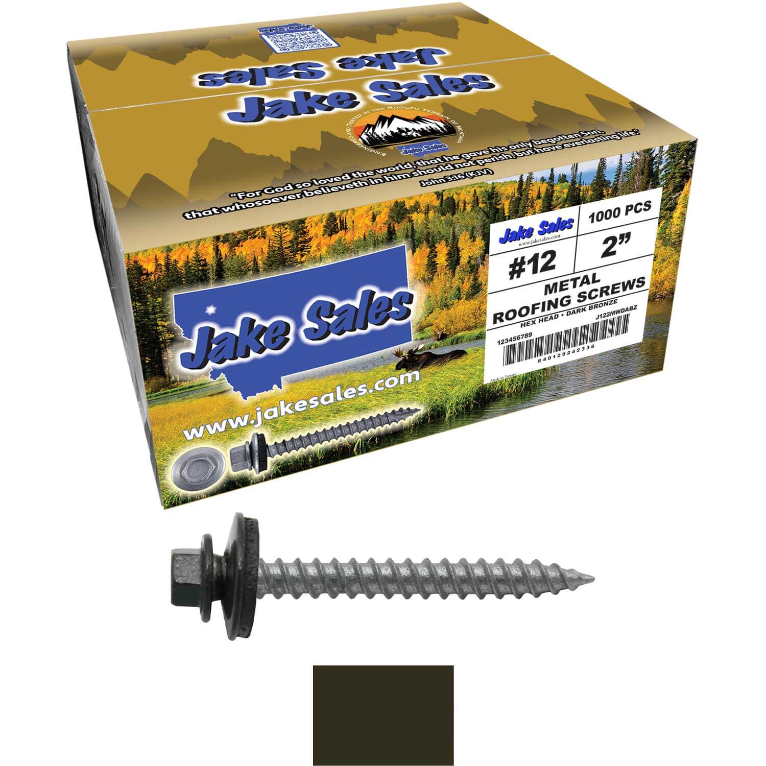#12 x 2" RE-GRIP METAL ROOFING SCREWS - Hex Washer Head - Self starting/self tapping - EPDM washer. Colored head. - Image 114