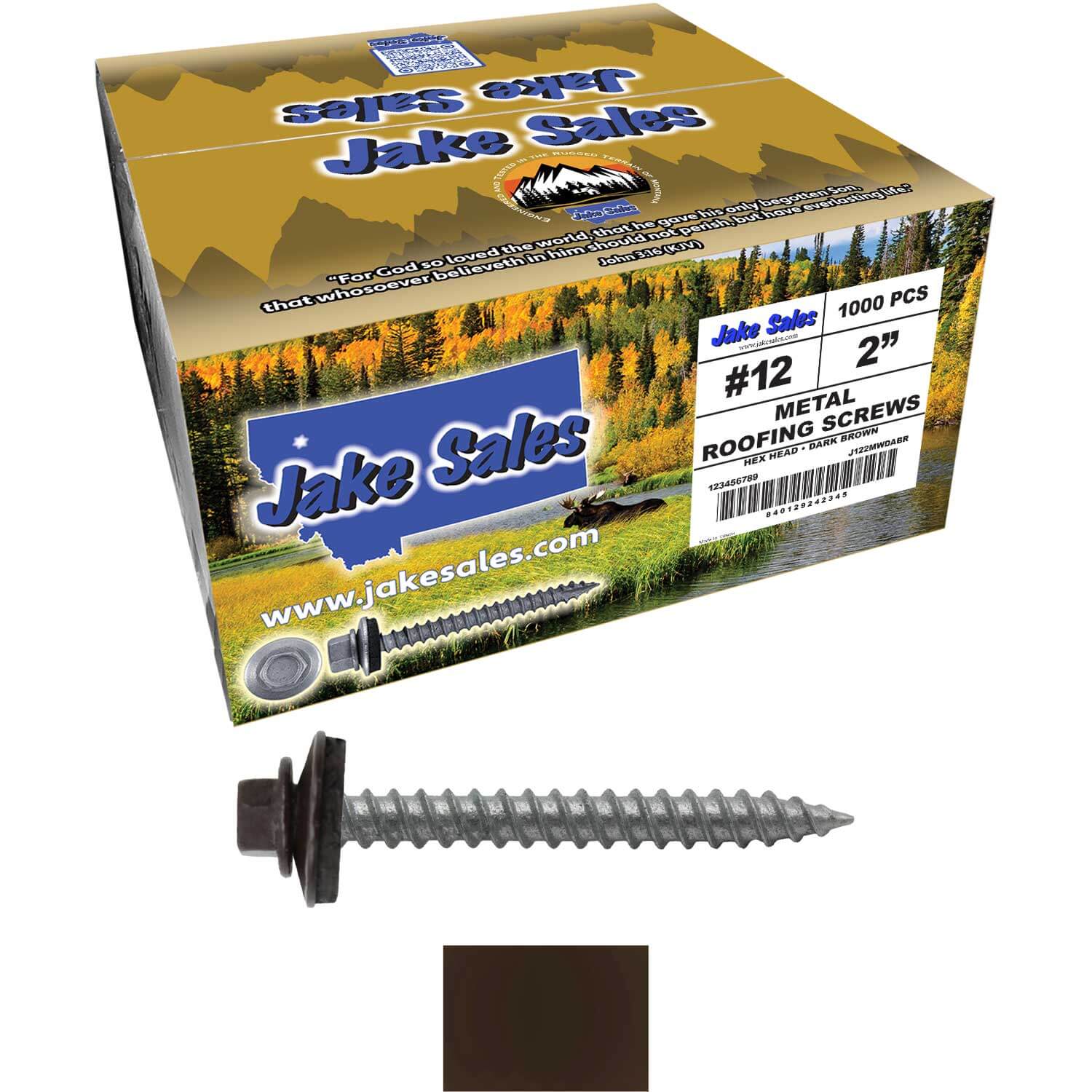 #12 x 2" RE-GRIP METAL ROOFING SCREWS - Hex Washer Head - Self starting/self tapping - EPDM washer. Colored head. - Image 116