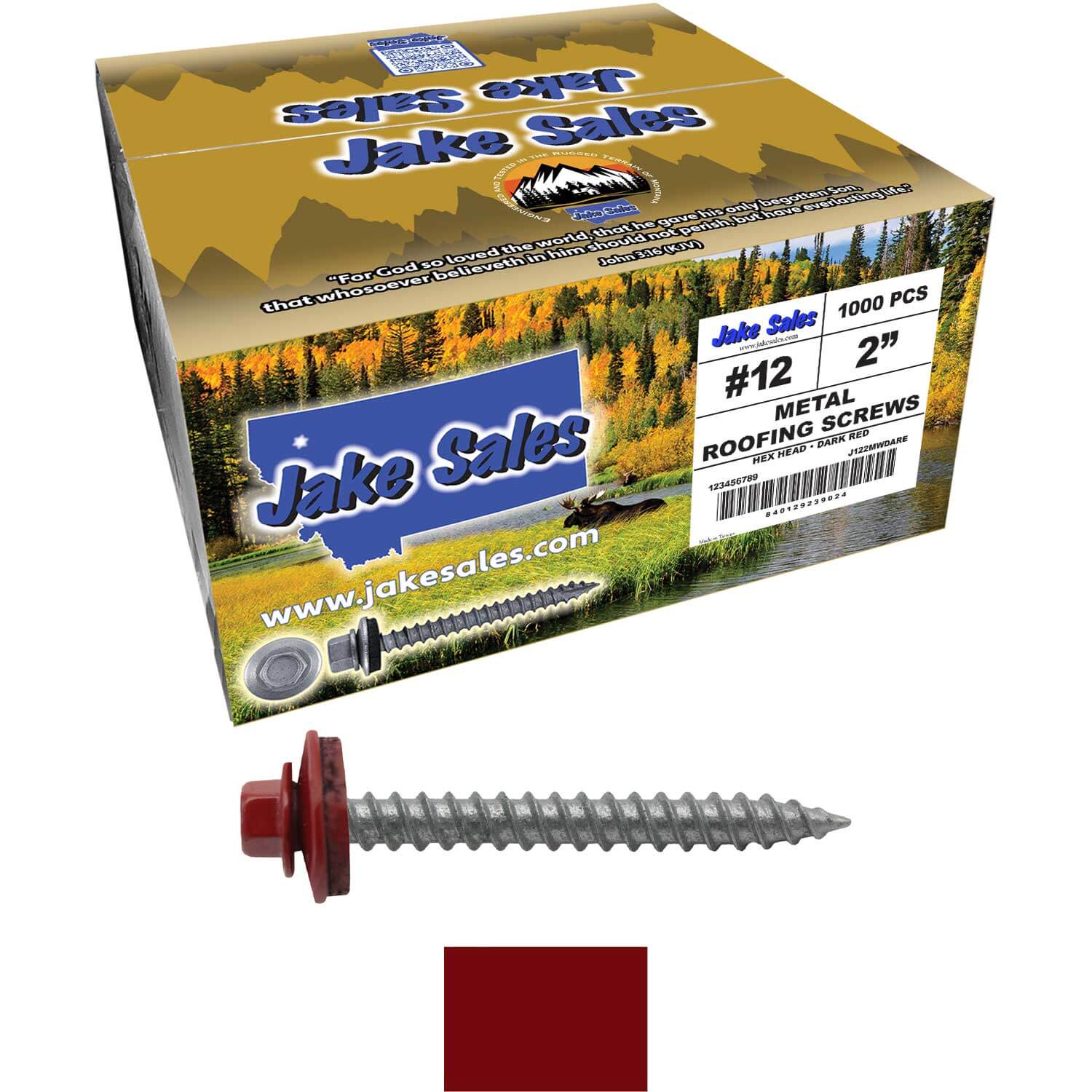 #12 x 2" RE-GRIP METAL ROOFING SCREWS - Hex Washer Head - Self starting/self tapping - EPDM washer. Colored head. - Image 118