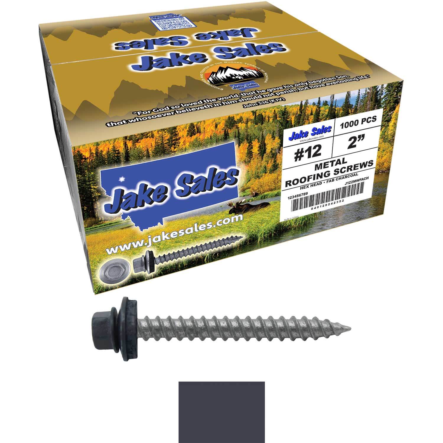 #12 x 2" RE-GRIP METAL ROOFING SCREWS - Hex Washer Head - Self starting/self tapping - EPDM washer. Colored head. - Image 121