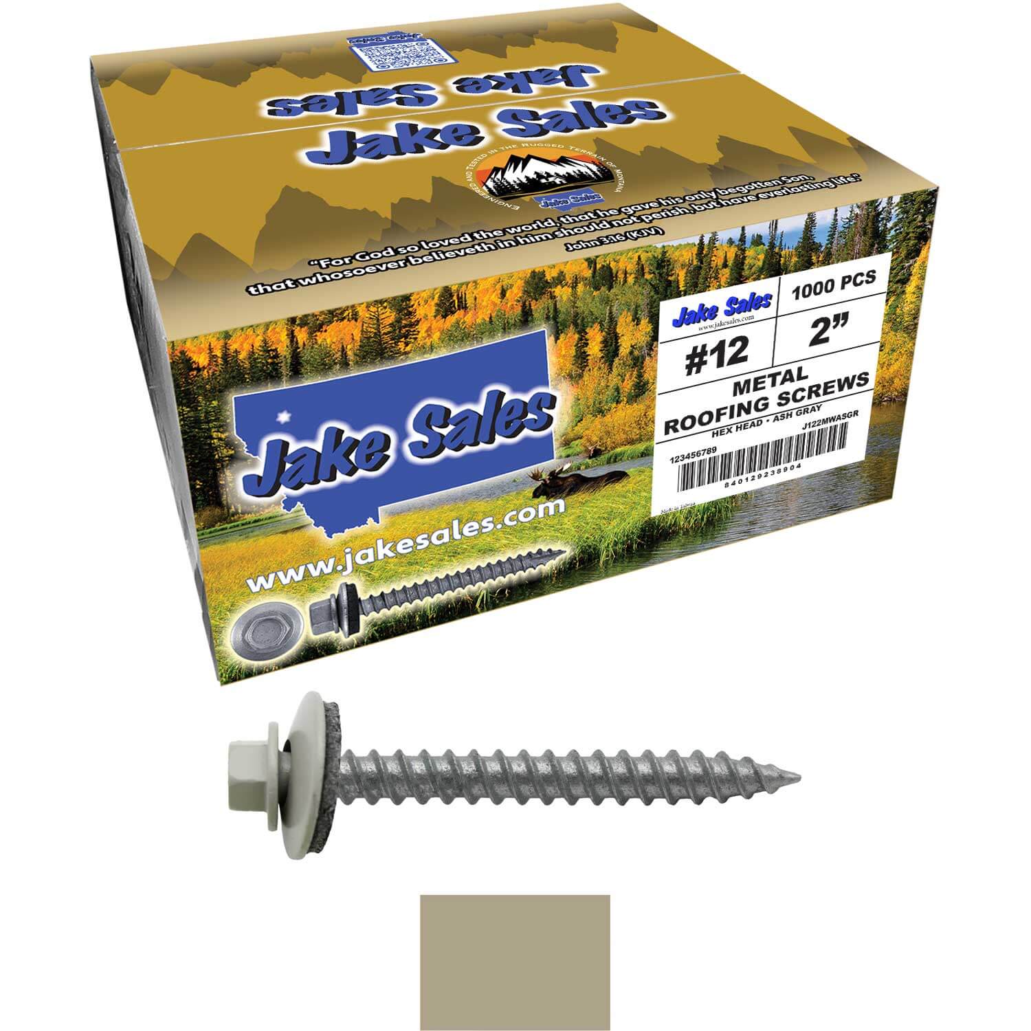 #12 x 2" RE-GRIP METAL ROOFING SCREWS - Hex Washer Head - Self starting/self tapping - EPDM washer. Colored head. - Image 44