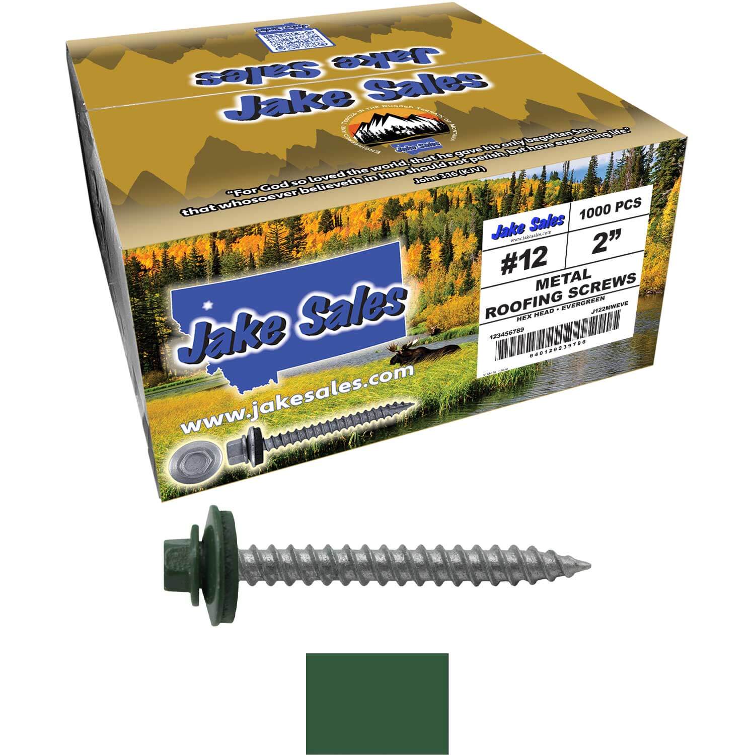 #12 x 2" RE-GRIP METAL ROOFING SCREWS - Hex Washer Head - Self starting/self tapping - EPDM washer. Colored head. - Image 47