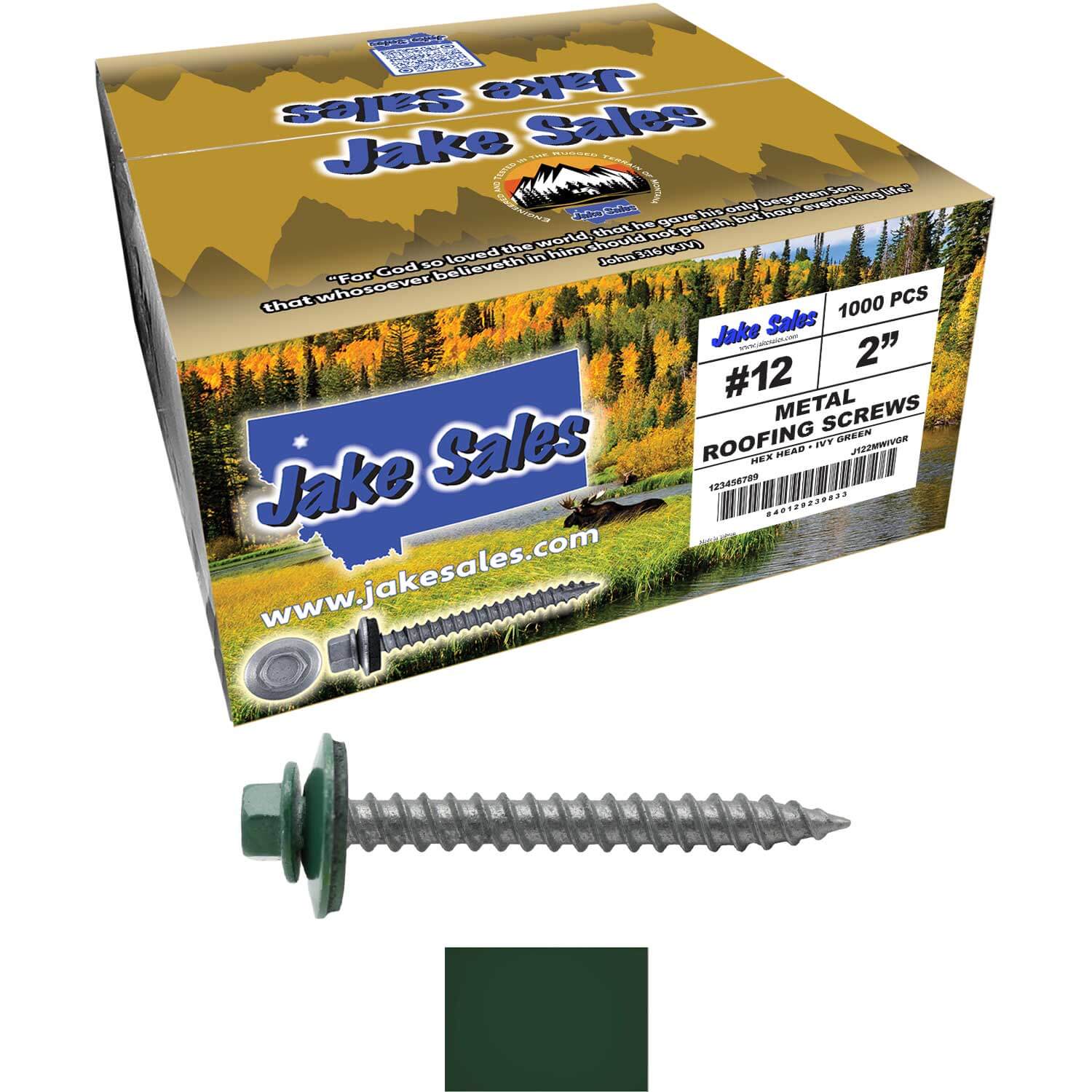 #12 x 2" RE-GRIP METAL ROOFING SCREWS - Hex Washer Head - Self starting/self tapping - EPDM washer. Colored head. - Image 50