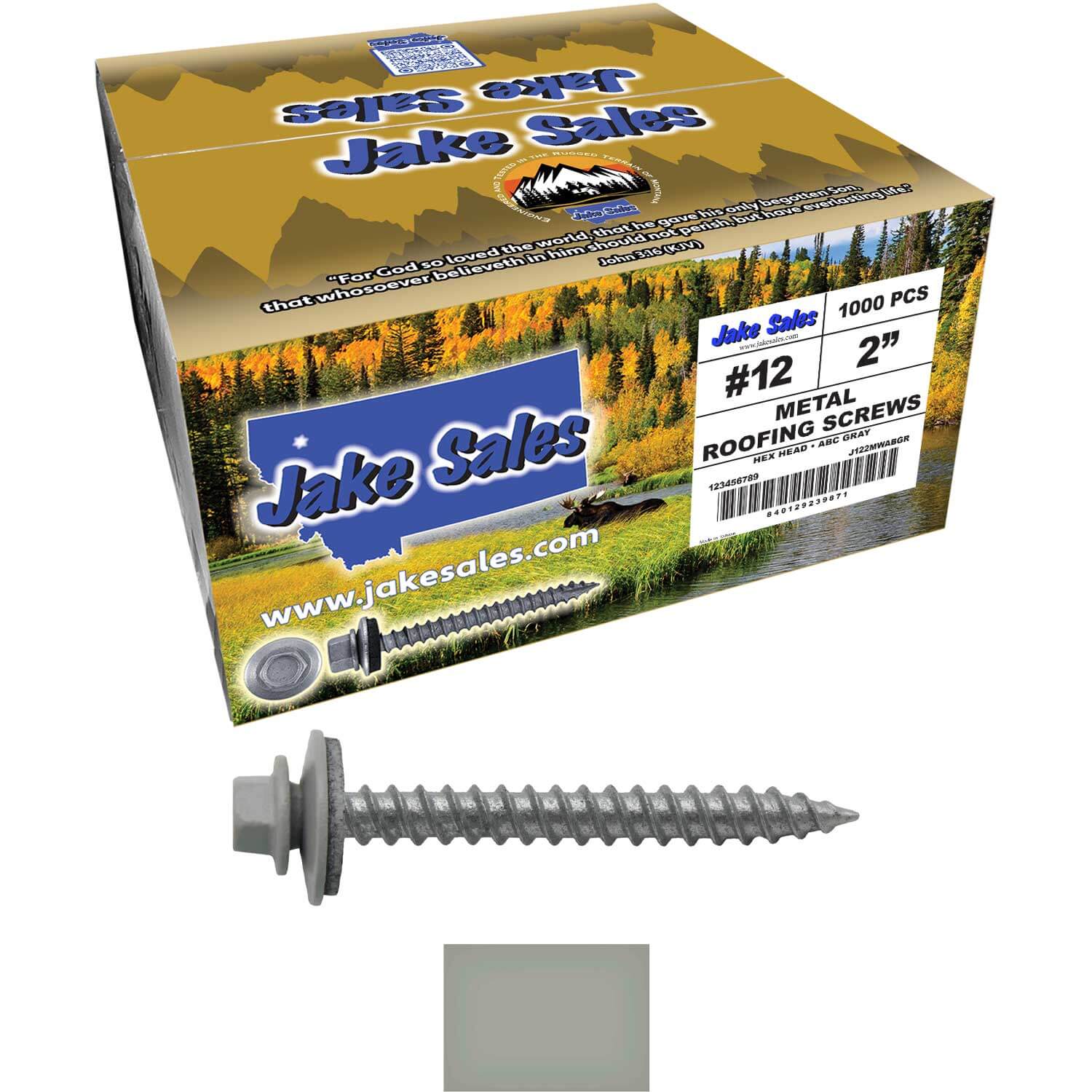 #12 x 2" RE-GRIP METAL ROOFING SCREWS - Hex Washer Head - Self starting/self tapping - EPDM washer. Colored head. - Image 54