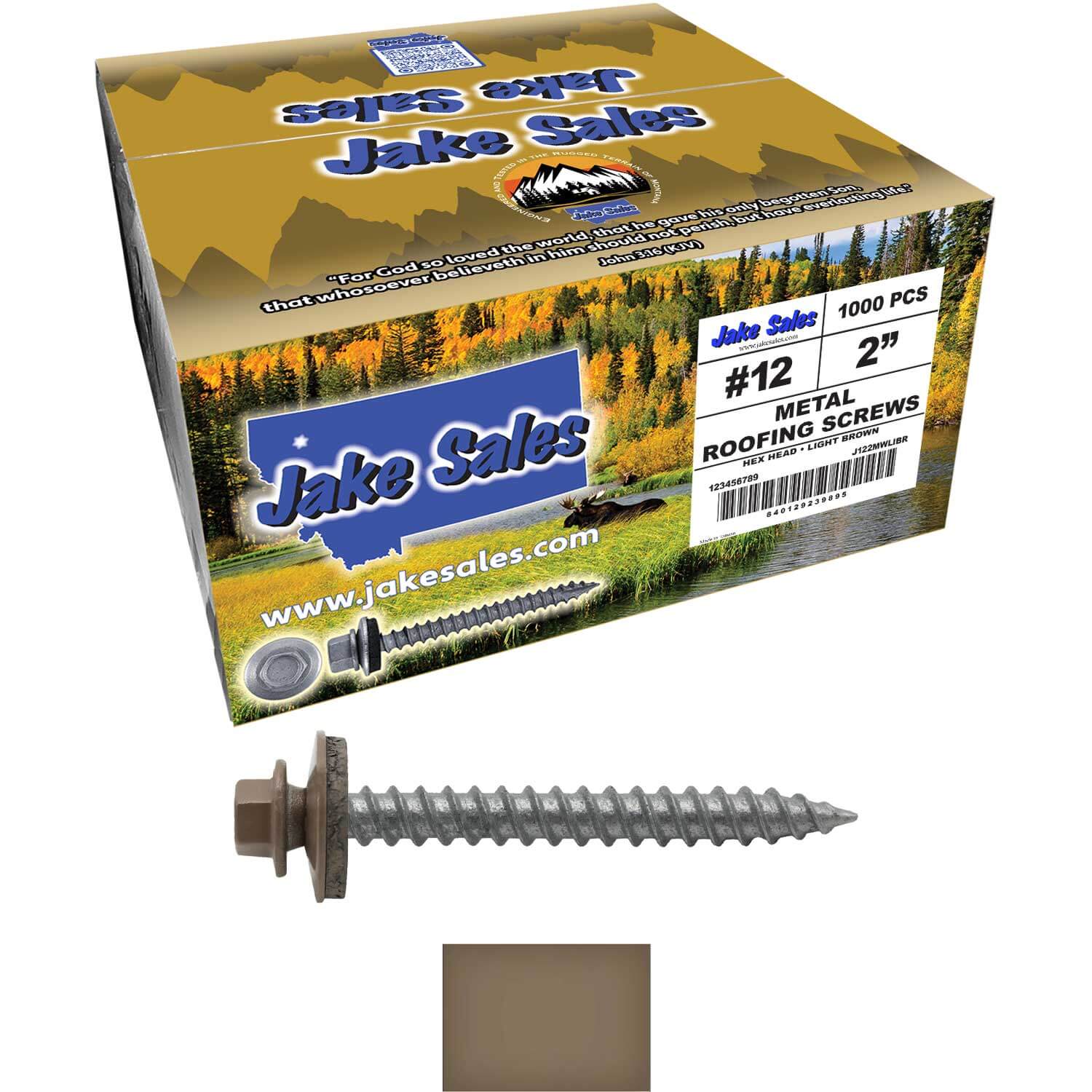 #12 x 2" RE-GRIP METAL ROOFING SCREWS - Hex Washer Head - Self starting/self tapping - EPDM washer. Colored head. - Image 57