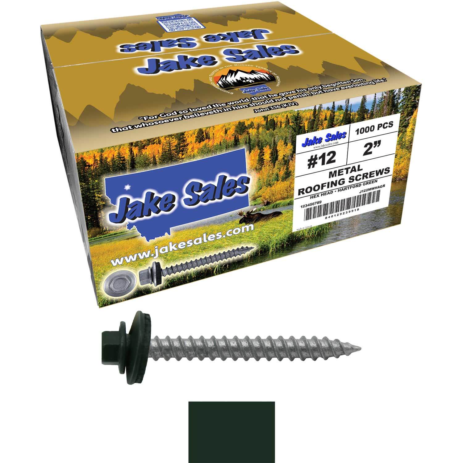 #12 x 2" RE-GRIP METAL ROOFING SCREWS - Hex Washer Head - Self starting/self tapping - EPDM washer. Colored head. - Image 58