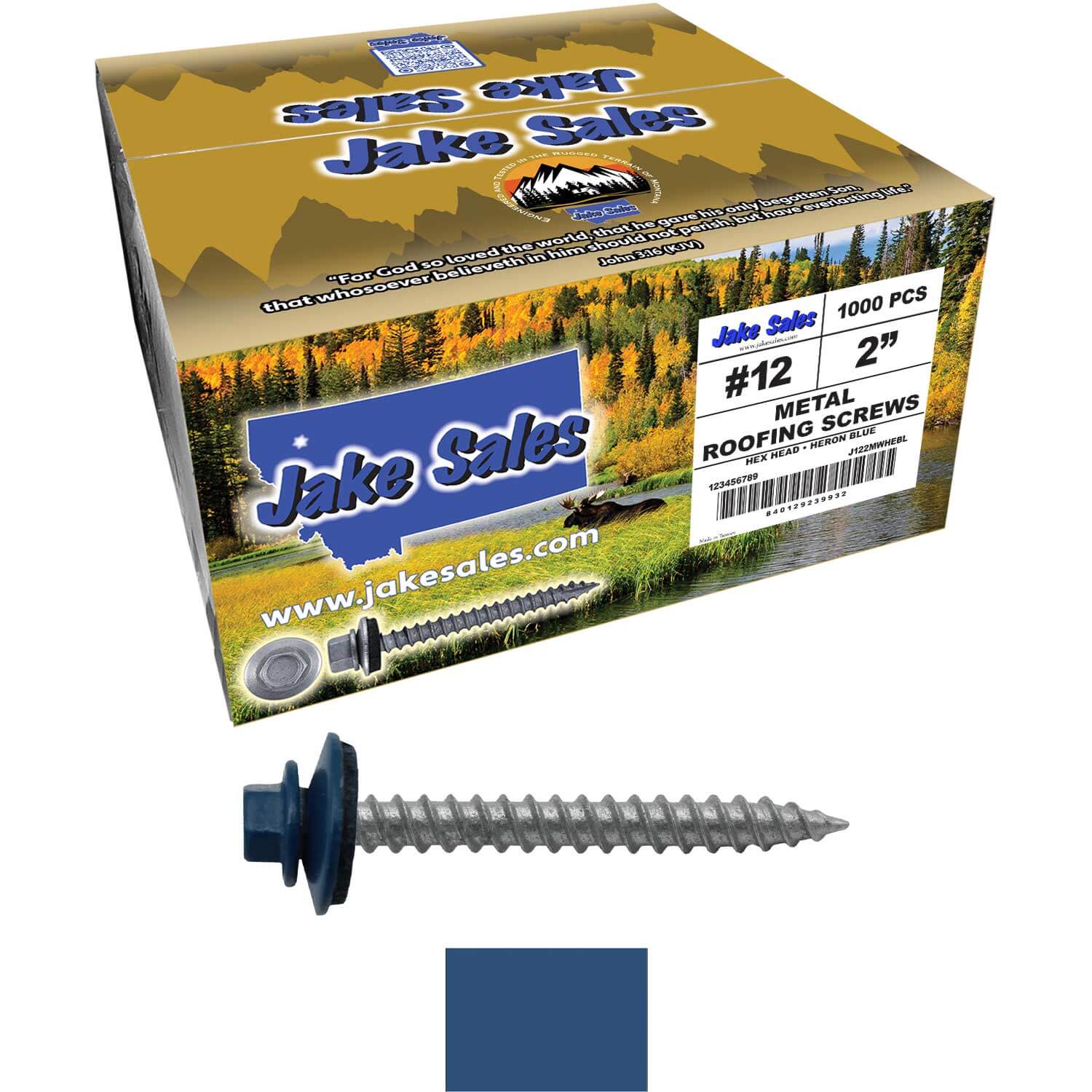 #12 x 2" RE-GRIP METAL ROOFING SCREWS - Hex Washer Head - Self starting/self tapping - EPDM washer. Colored head. - Image 62