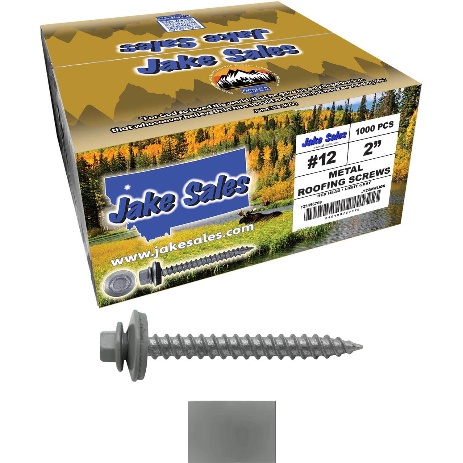 #12 x 2" RE-GRIP METAL ROOFING SCREWS - Hex Washer Head - Self starting/self tapping - EPDM washer. Colored head. - Image 66