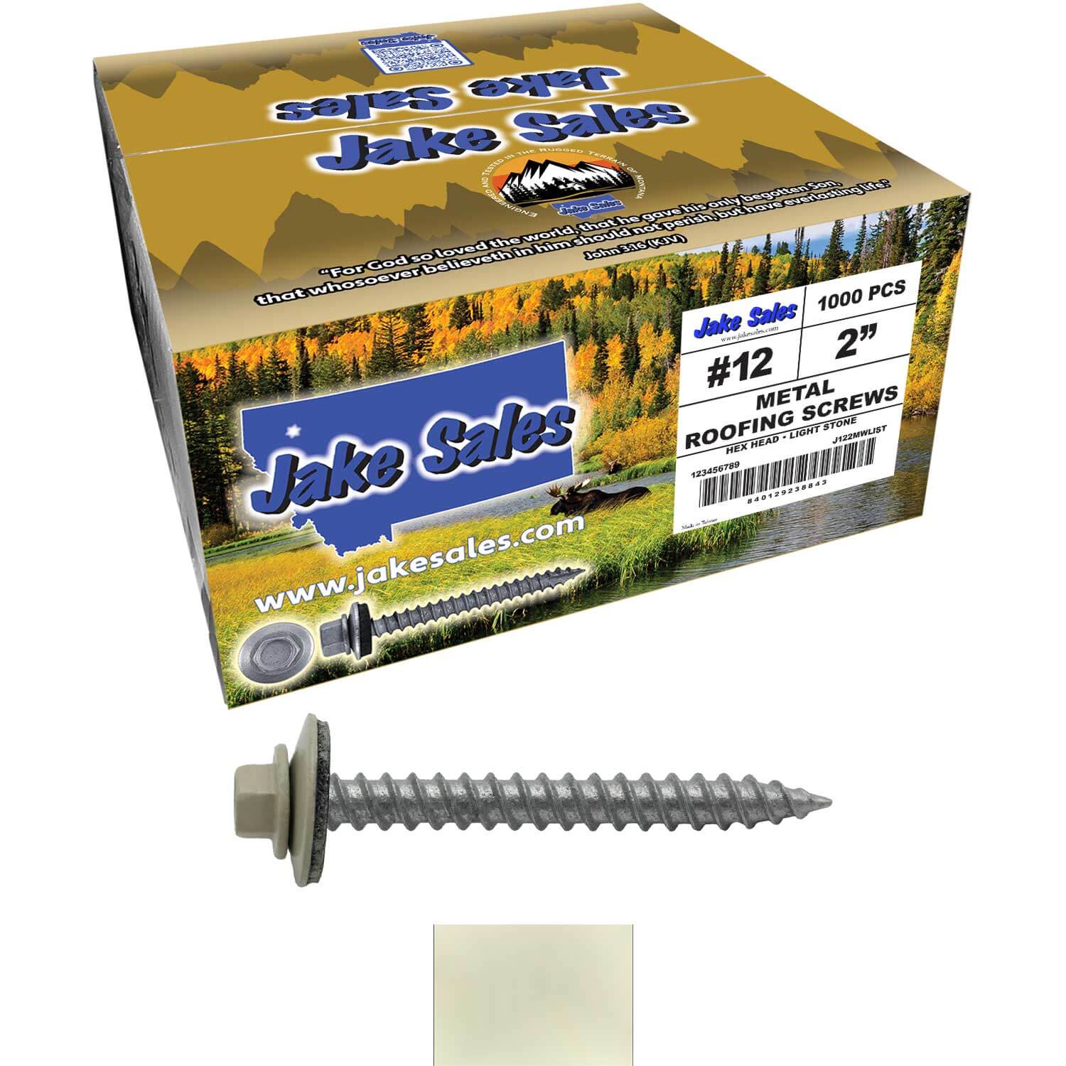 #12 x 2" RE-GRIP METAL ROOFING SCREWS - Hex Washer Head - Self starting/self tapping - EPDM washer. Colored head. - Image 69