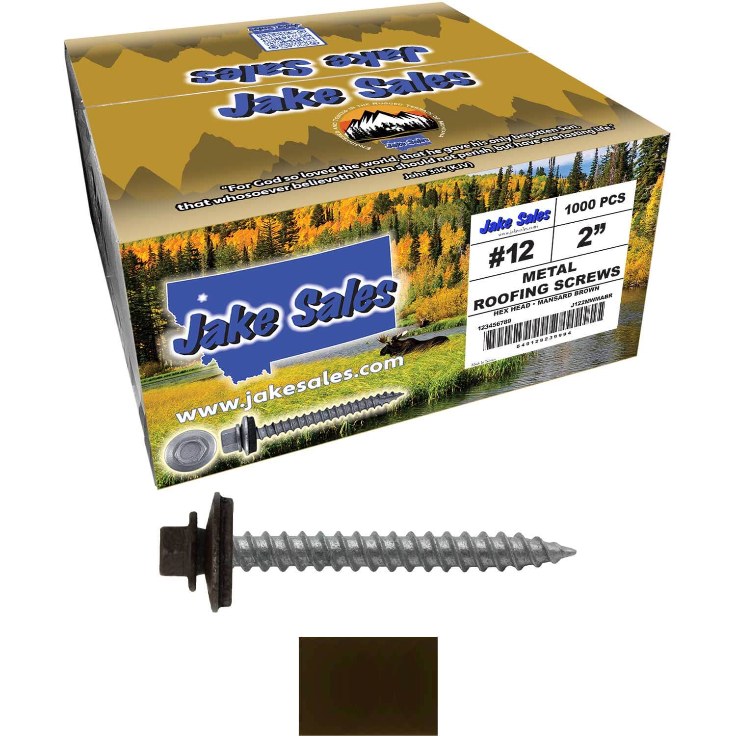 #12 x 2" RE-GRIP METAL ROOFING SCREWS - Hex Washer Head - Self starting/self tapping - EPDM washer. Colored head. - Image 70