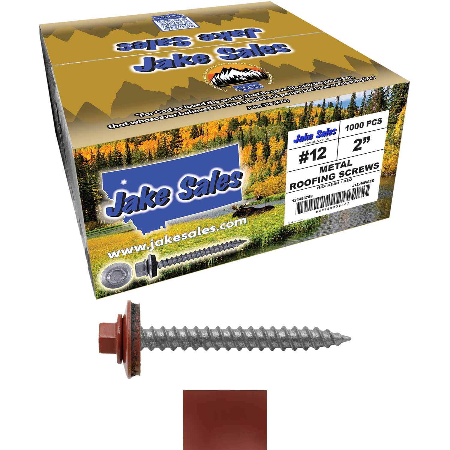 #12 x 2" RE-GRIP METAL ROOFING SCREWS - Hex Washer Head - Self starting/self tapping - EPDM washer. Colored head. - Image 81