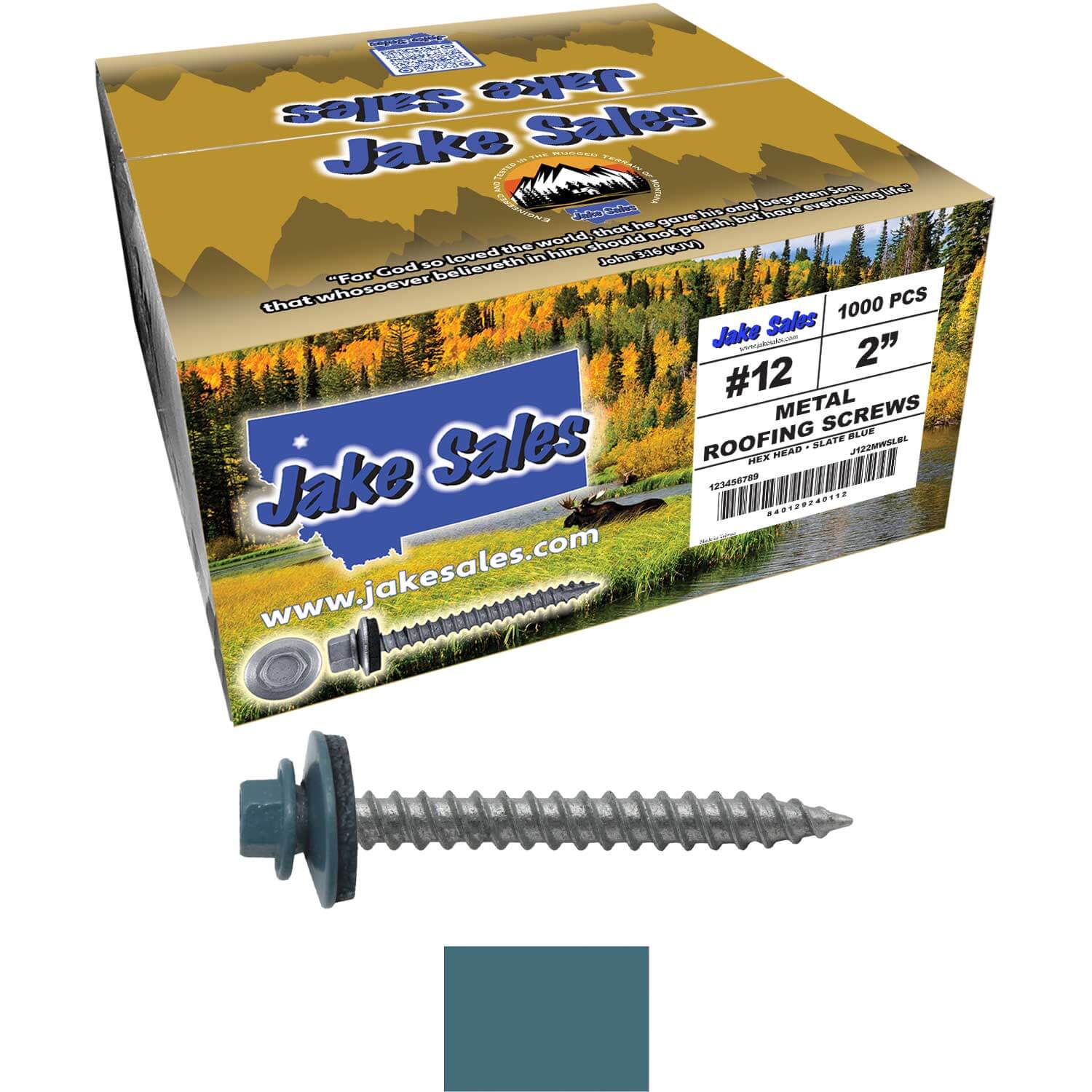 #12 x 2" RE-GRIP METAL ROOFING SCREWS - Hex Washer Head - Self starting/self tapping - EPDM washer. Colored head. - Image 84