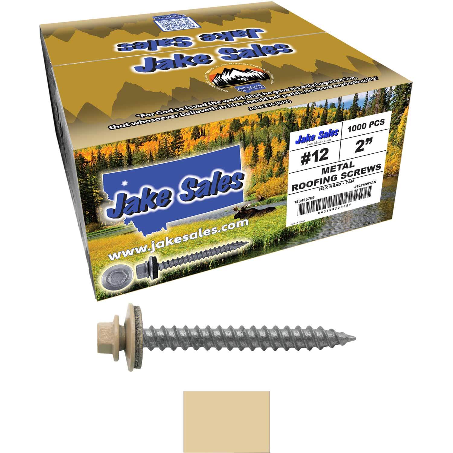 #12 x 2" RE-GRIP METAL ROOFING SCREWS - Hex Washer Head - Self starting/self tapping - EPDM washer. Colored head. - Image 88