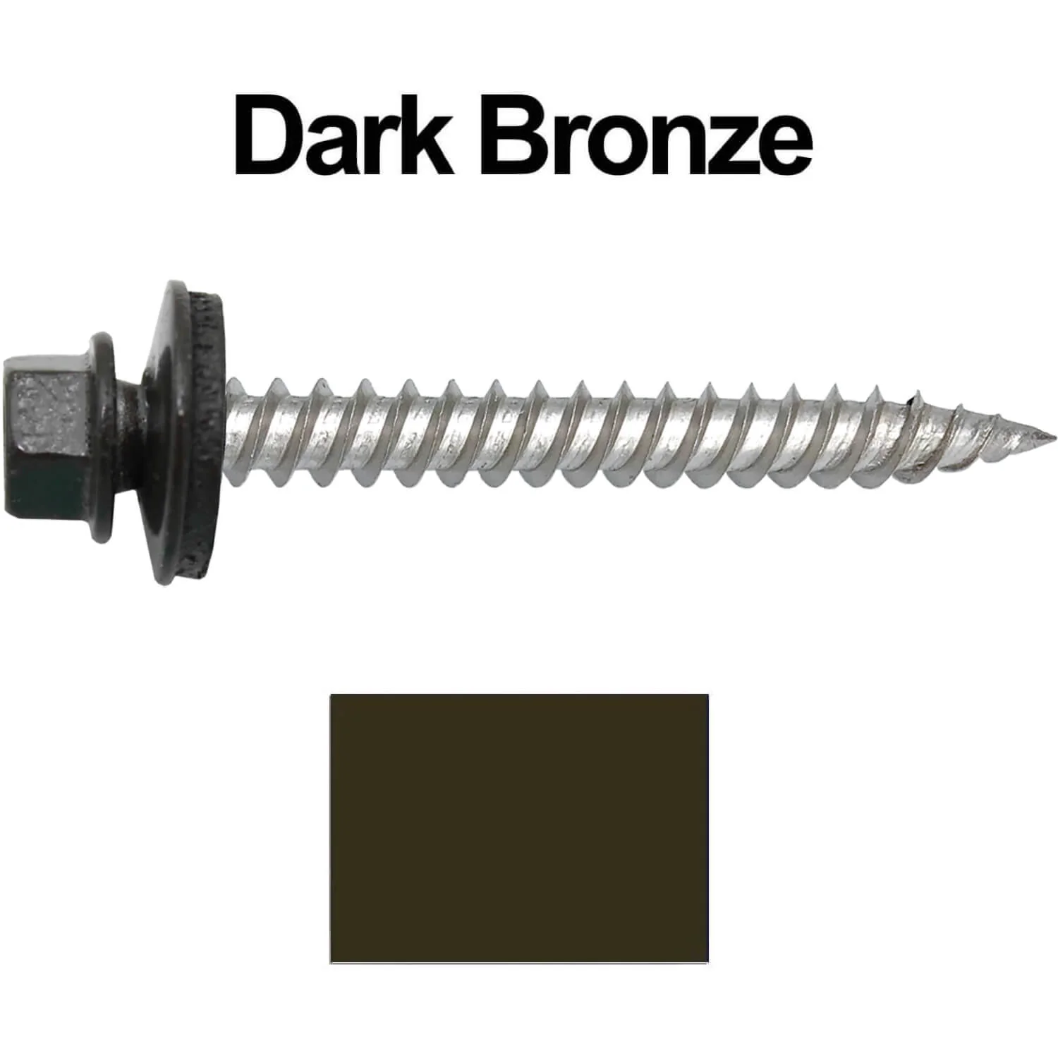 12 x 2"  Stainless Steel Metal Roofing Screw - Hex ReGrip Washer Head - Self starting/self tapping - EPDM washer. Colored head. - Image 27