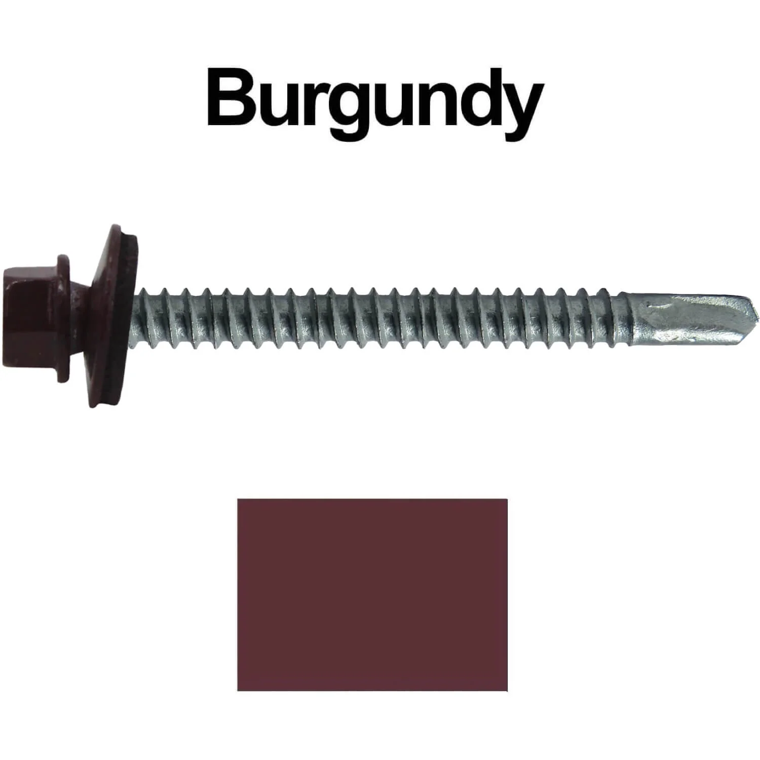 #12 X 3" Metal to Metal Type #3 Roofing Screws - Hex Washer Head - Self starting/self tapping - 5/8" EPDM washer. Colored head. - Image 48