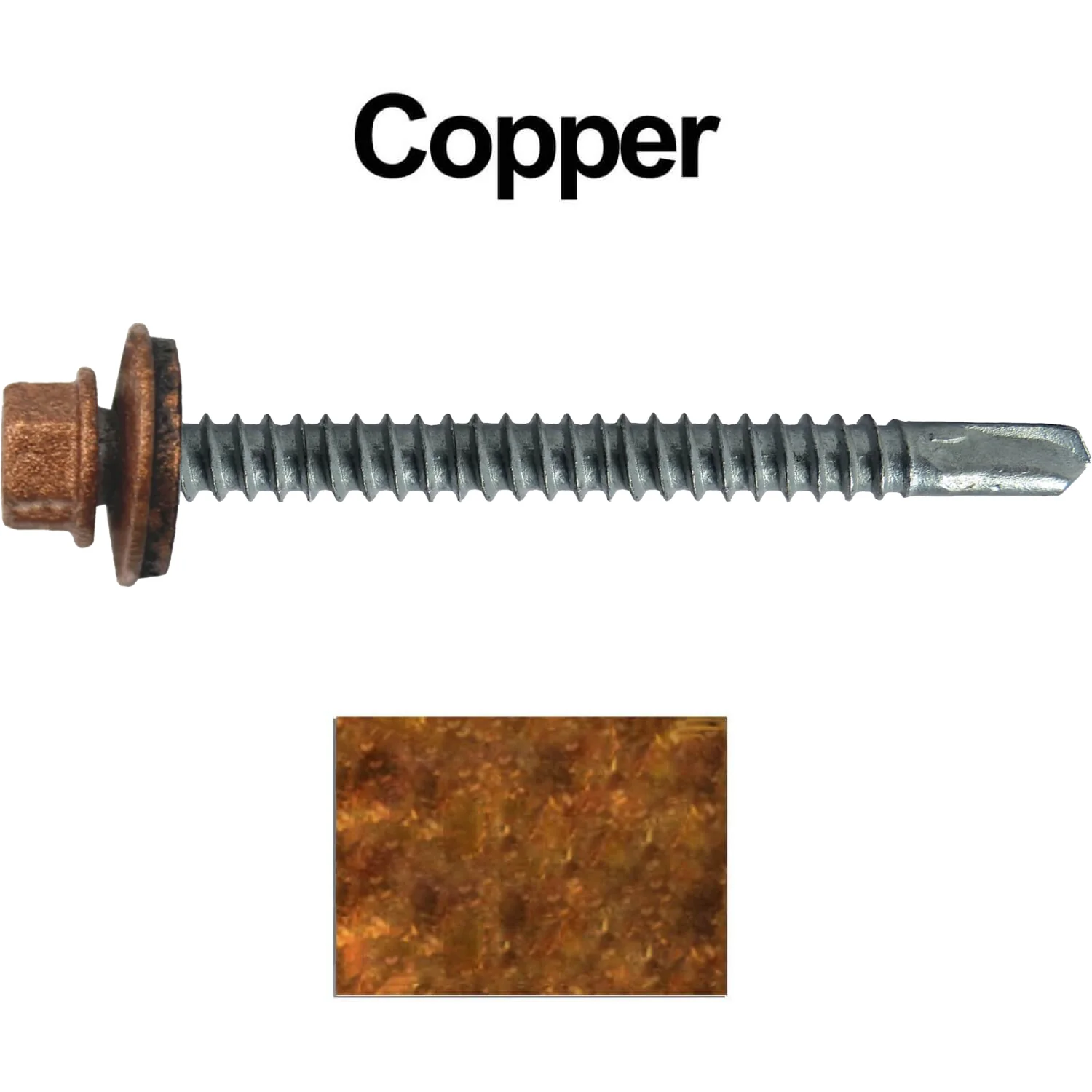 #12 X 3" Metal to Metal Type #3 Roofing Screws - Hex Washer Head - Self starting/self tapping - 5/8" EPDM washer. Colored head. - Image 71