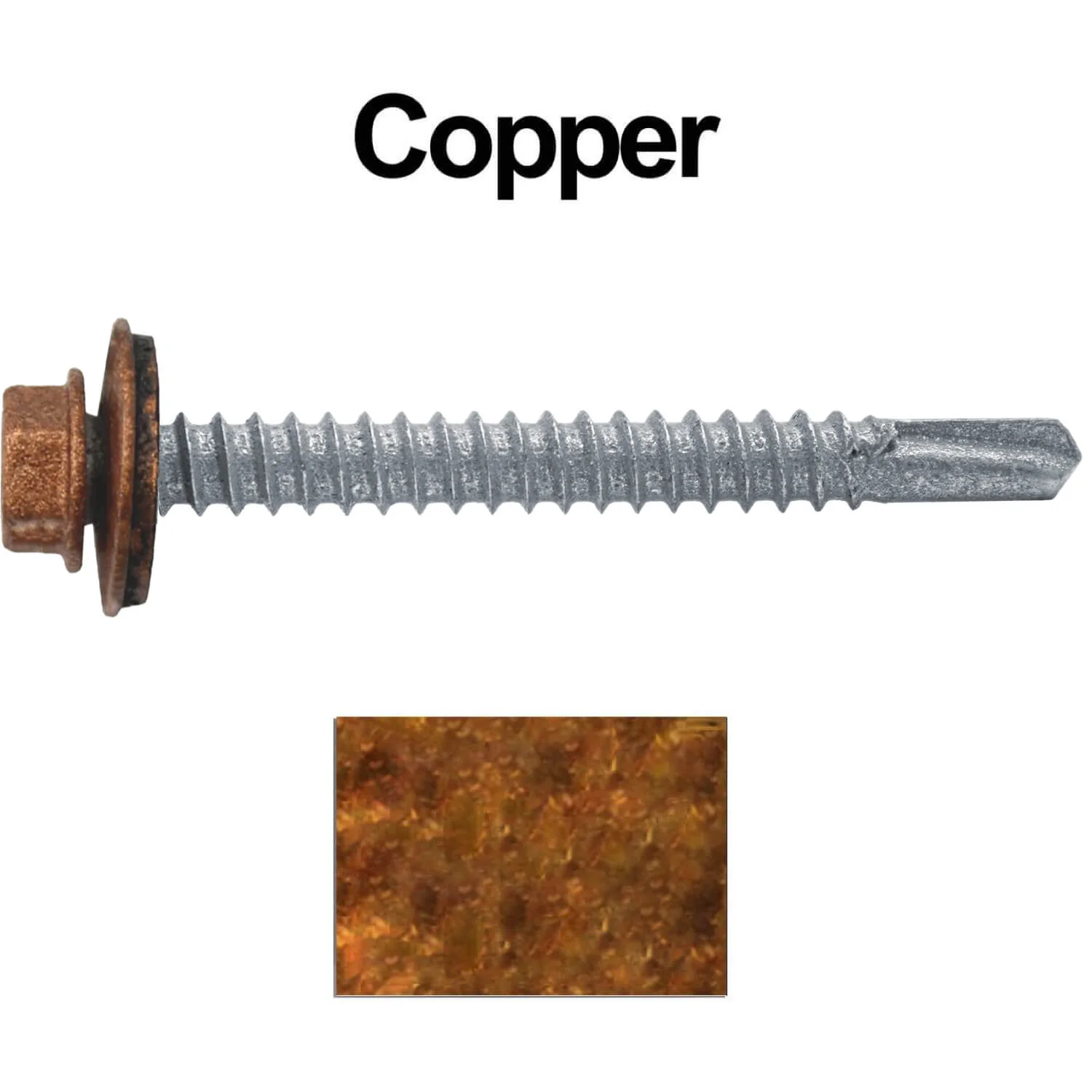 #12 x 2" Metal to Metal Type #3 Metal Roofing Screws - Hex Head Drill Point - 9/16" EPDM Washer. - Image 17