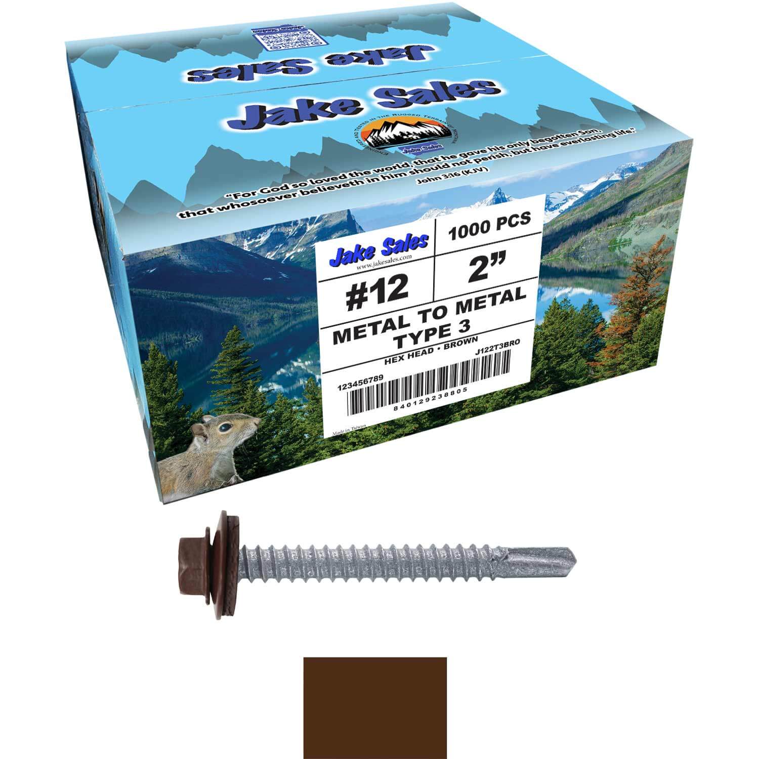 #12 x 2" Metal to Metal Type #3 Metal Roofing Screws - Hex Head Drill Point - 9/16" EPDM Washer. - Image 60