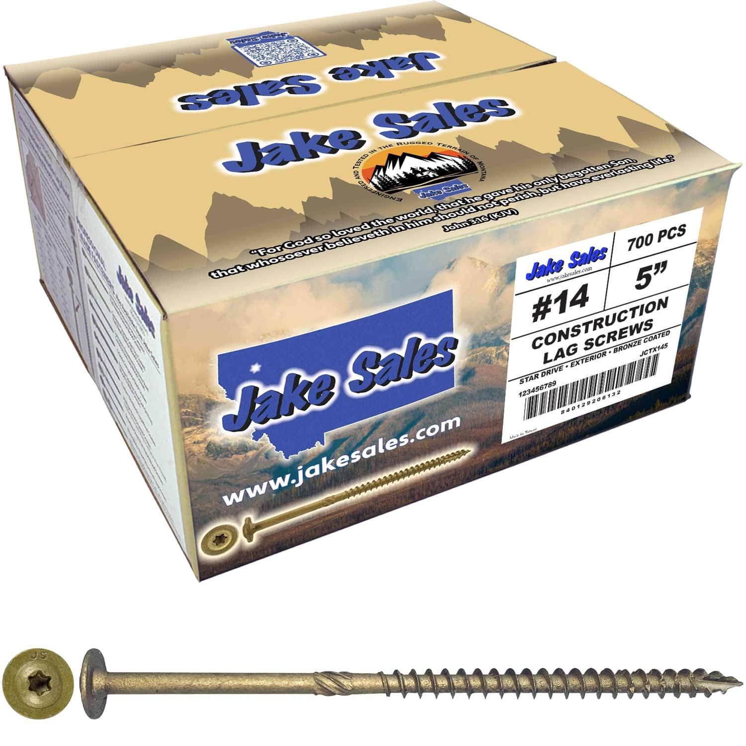 #14 Construction Lag Screws - Exterior Coated Torx/Star Drive Heavy Duty Structural Lag With Modified Truss Washer Head - Image 18