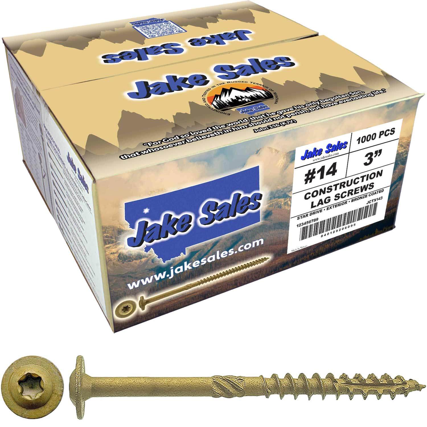 #14 Construction Lag Screws - Exterior Coated Torx/Star Drive Heavy Duty Structural Lag With Modified Truss Washer Head - Image 25