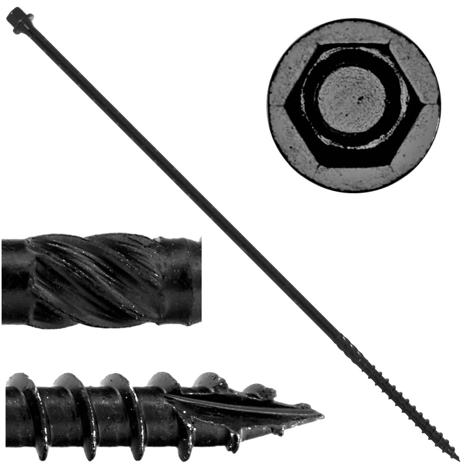 #14 Heavy-Duty Black Timber, Log & Structural Wood Screws - Exterior Coated - Use for Fastening Ledger Boards, Large Timbers, Logs and more. - Image 89