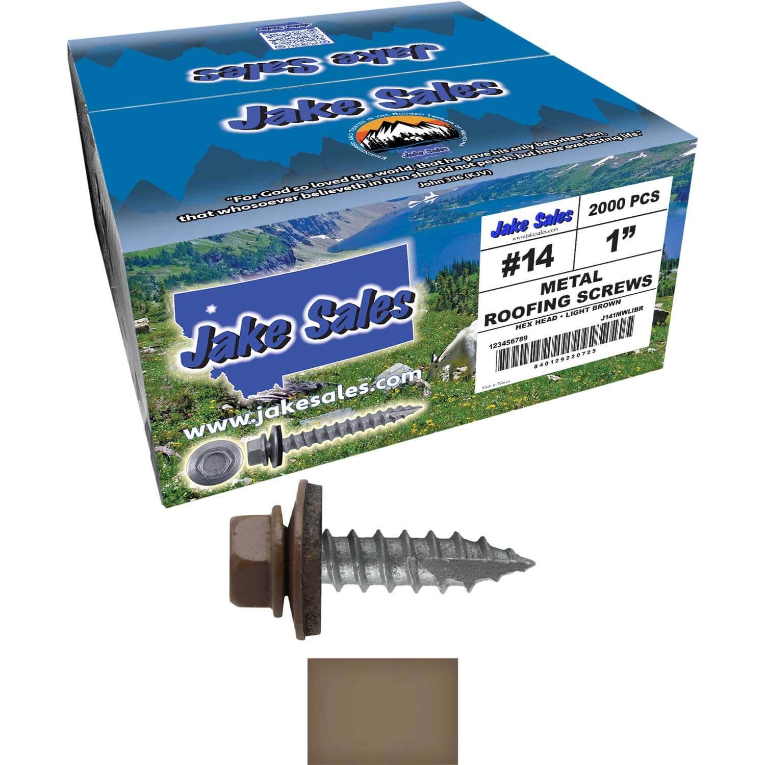 #14 x 1"  Metal ROOFING SCREWS - Hex Washer Head - Self starting/self tapping - EPDM washer. Colored head. - Image 104