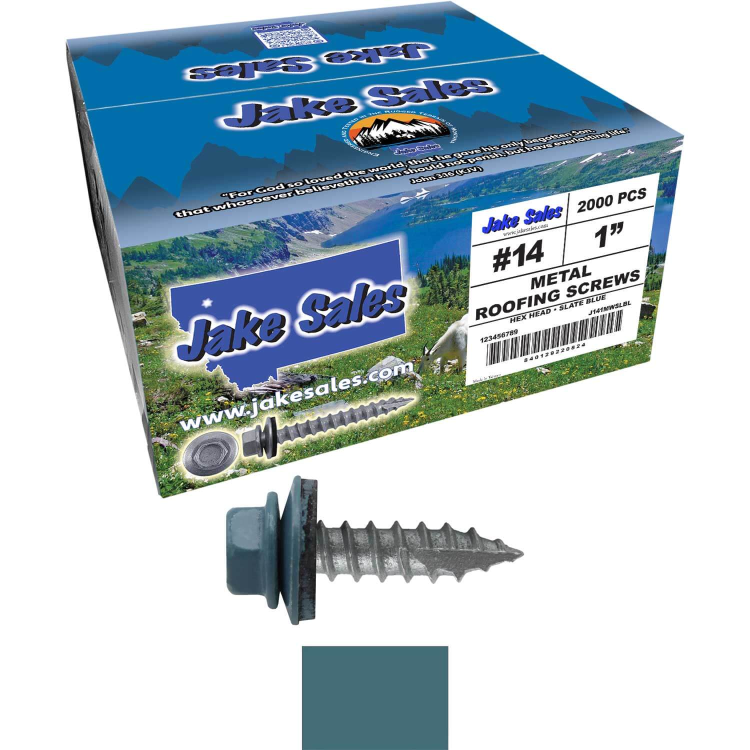 #14 x 1"  Metal ROOFING SCREWS - Hex Washer Head - Self starting/self tapping - EPDM washer. Colored head. - Image 114