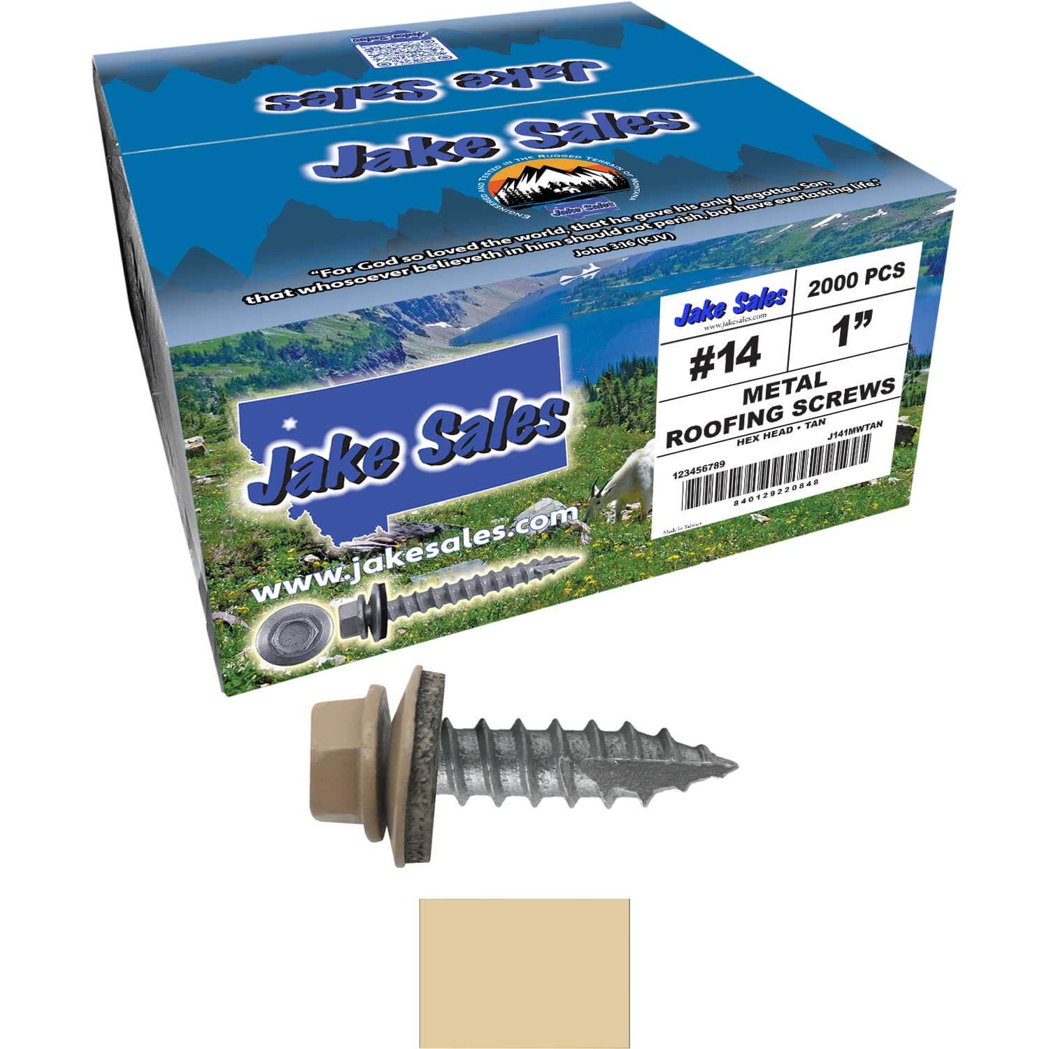 #14 x 1"  Metal ROOFING SCREWS - Hex Washer Head - Self starting/self tapping - EPDM washer. Colored head. - Image 116