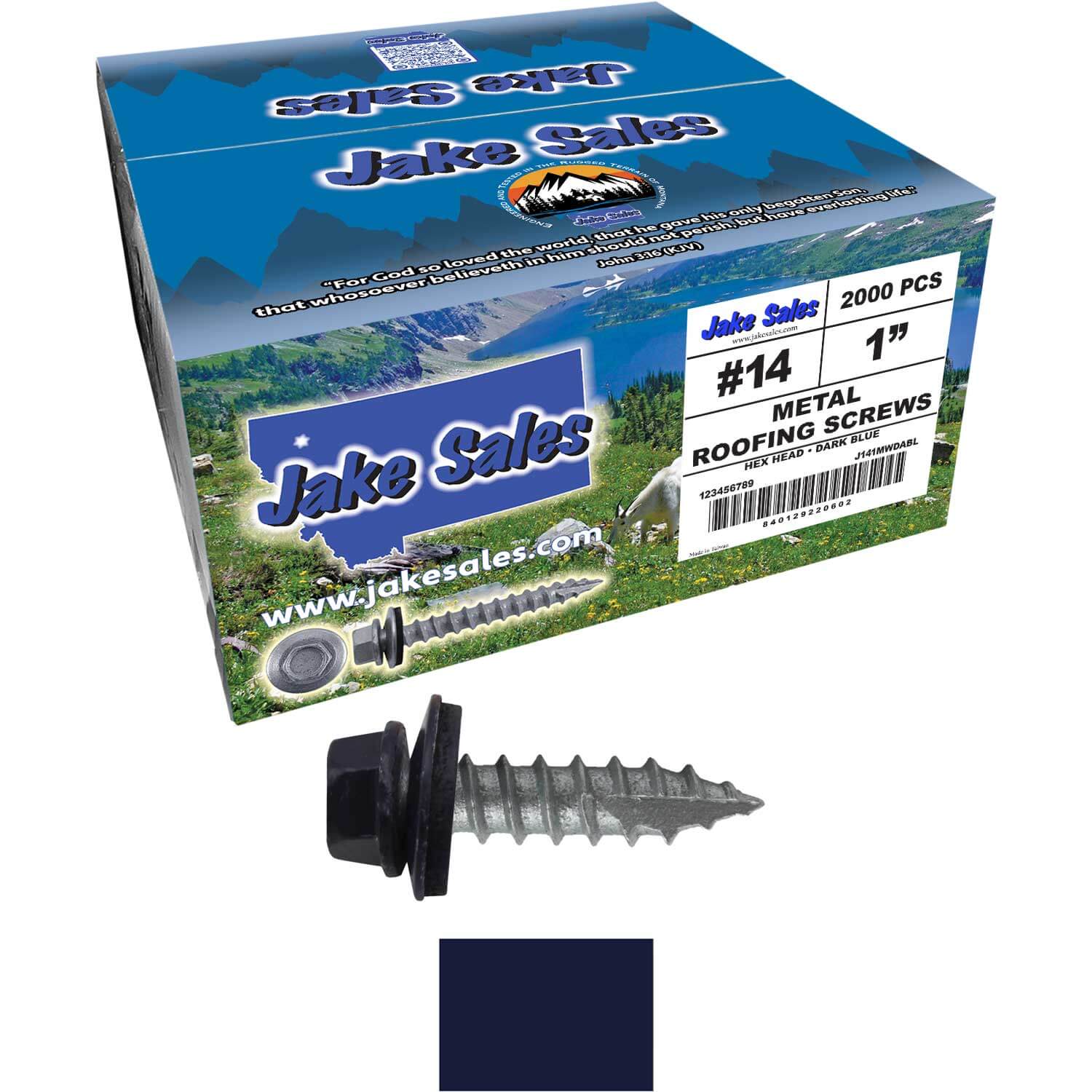 #14 x 1"  Metal ROOFING SCREWS - Hex Washer Head - Self starting/self tapping - EPDM washer. Colored head. - Image 120