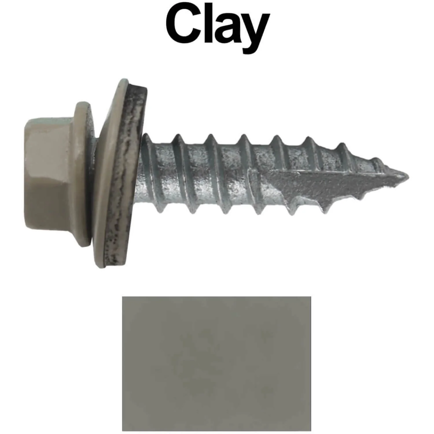 #14 x 1"  Metal ROOFING SCREWS - Hex Washer Head - Self starting/self tapping - EPDM washer. Colored head. - Image 14