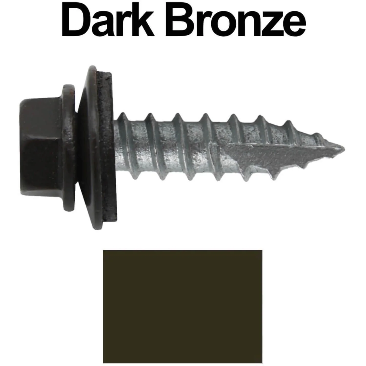 #14 x 1"  Metal ROOFING SCREWS - Hex Washer Head - Self starting/self tapping - EPDM washer. Colored head. - Image 18