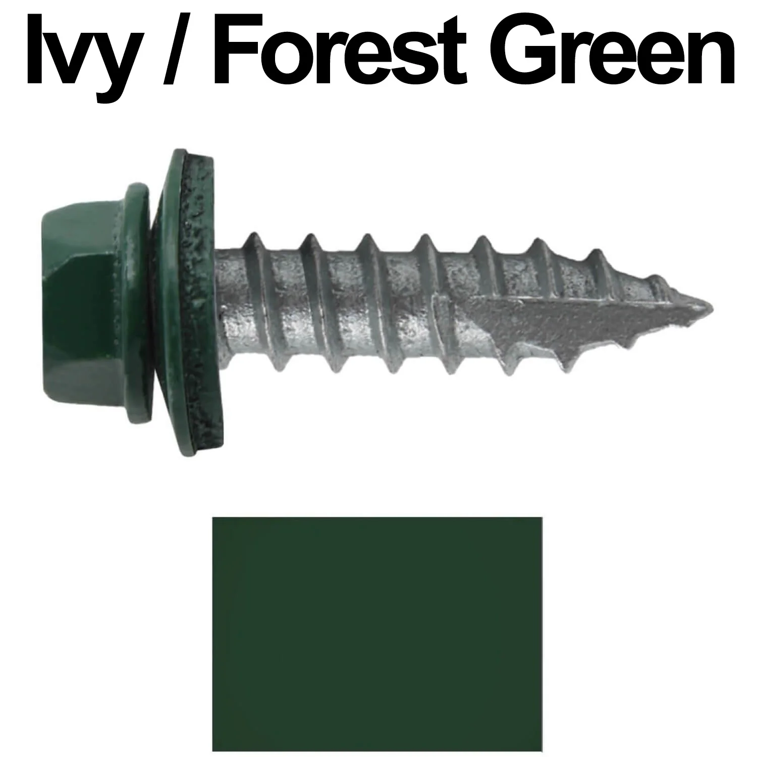 #14 x 1"  Metal ROOFING SCREWS - Hex Washer Head - Self starting/self tapping - EPDM washer. Colored head. - Image 26