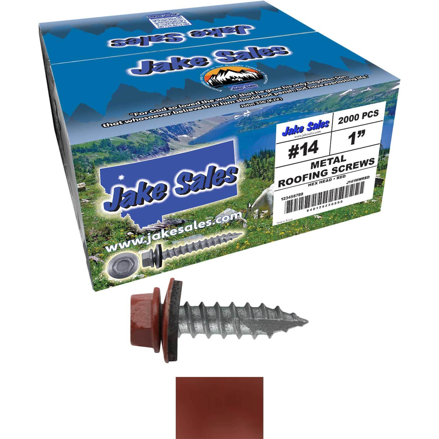 #14 x 1"  Metal ROOFING SCREWS - Hex Washer Head - Self starting/self tapping - EPDM washer. Colored head. - Image 45