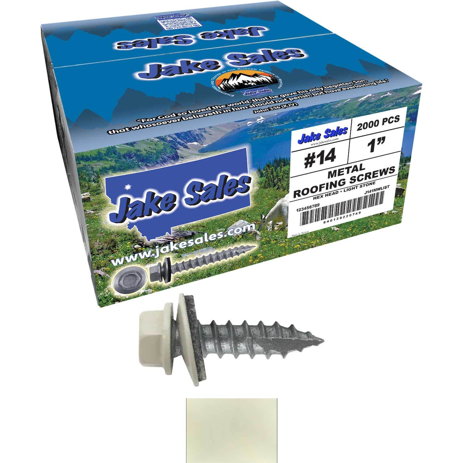 #14 x 1"  Metal ROOFING SCREWS - Hex Washer Head - Self starting/self tapping - EPDM washer. Colored head. - Image 51
