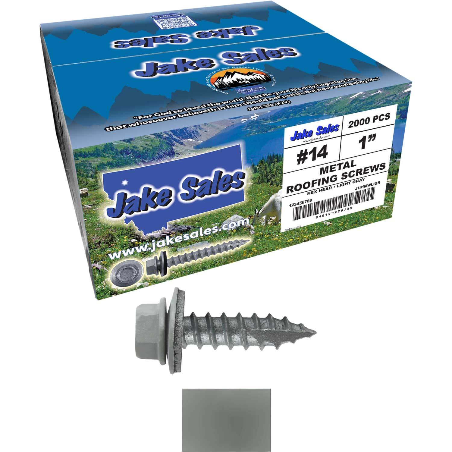 #14 x 1"  Metal ROOFING SCREWS - Hex Washer Head - Self starting/self tapping - EPDM washer. Colored head. - Image 52
